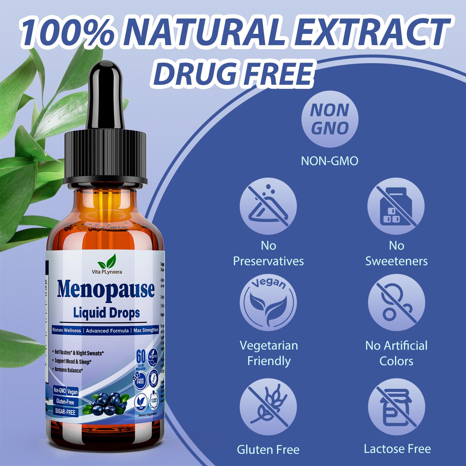 Menopause Supplements Liquid Drops, 8-in-1 Menopause Vitamin w. Black Cohosh, Ashwagandha, D3 B6 Multivitamin for Hot Flash, Night Sweats, Hormone Balance & Mood Support for Women Over 40 Vita PLynxera uk supplements