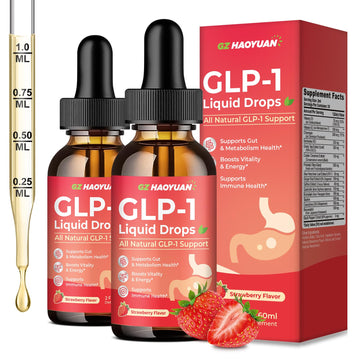2 Pack GLP-1 Supplement, 16-in-1 GLP-1 Liquid Drops with Berberine, Ceylon Cinnamon, Green Tea, Chromium & Resveratrol, Naturally GLP 1 Support for Metabolism, Gut Digestion, Stawberry Flavor, 4 Fl Oz GZ HAOYUAN uk supplements