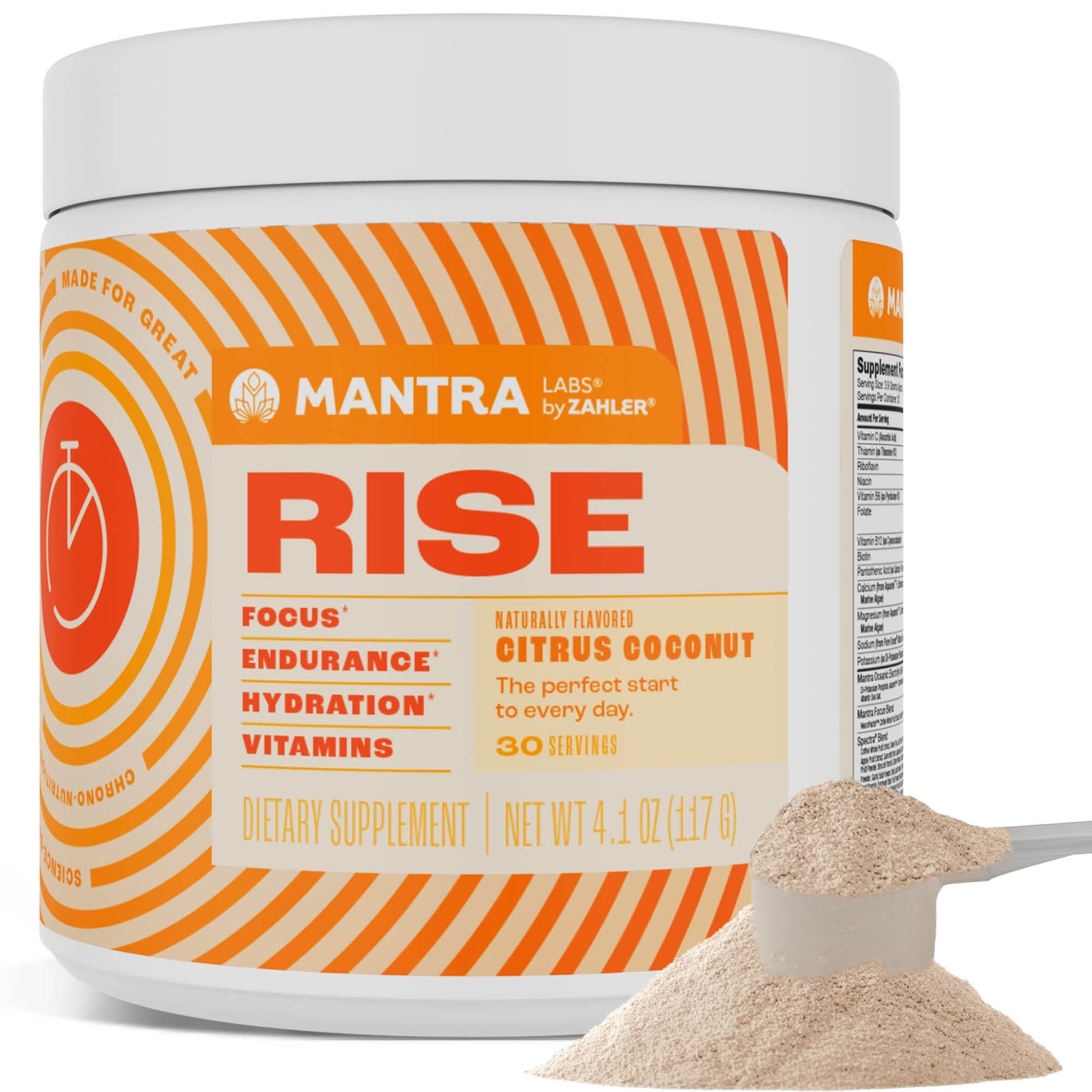Zahler Mantra Rise, The Energy and Focus Supplement, Citrus Coconut Flavored, 30 Servings. Zahler uk supplements