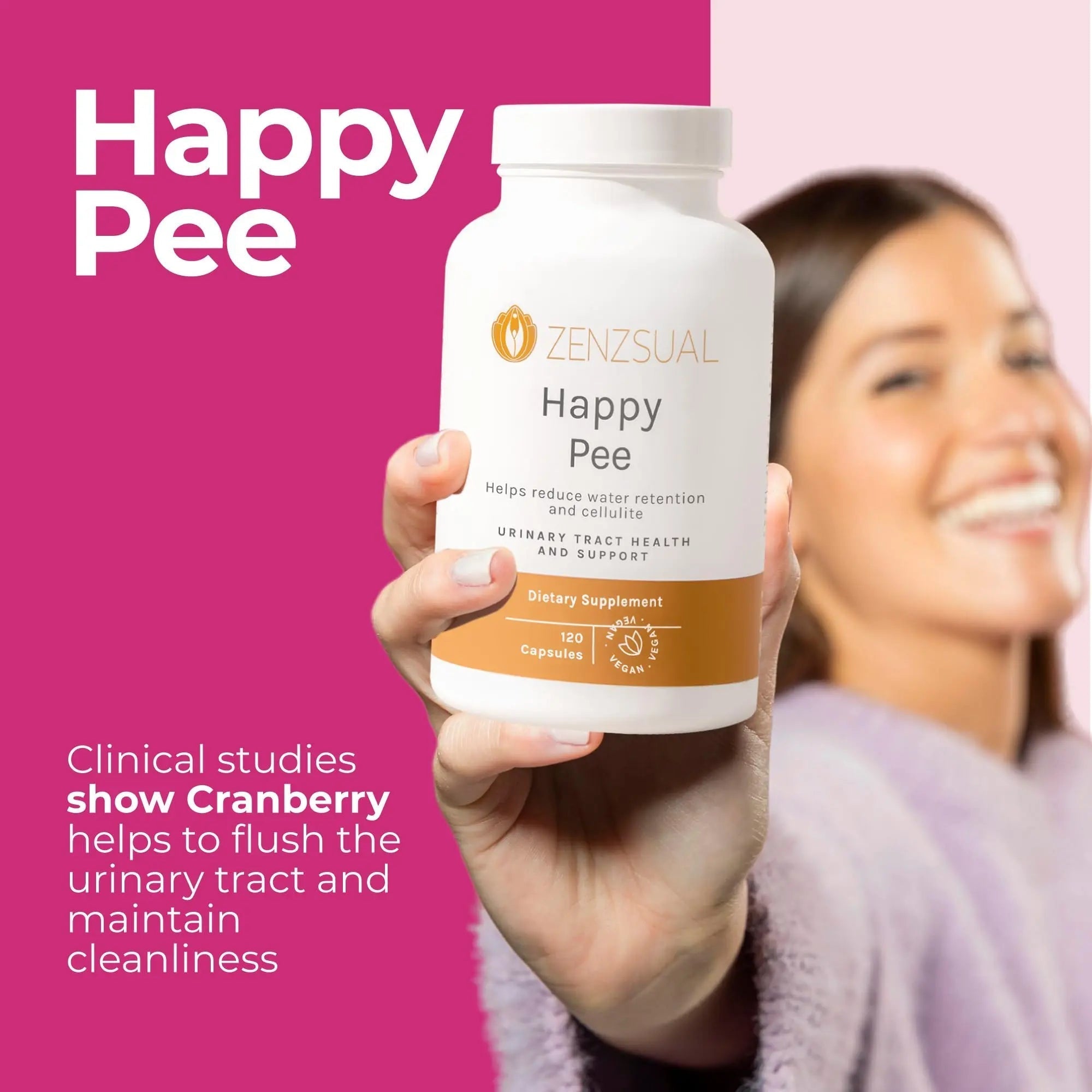 ZENZSUAL Happy Pee, 120 Capsules – Urinary Tract Support & Bladder Health Supplement with Cranberry, D-Mannose, Vitamin C and Oregano for Women and Men – Healthy Flow, Comfort & Fluid Balance ZENZSUAL uk supplements
