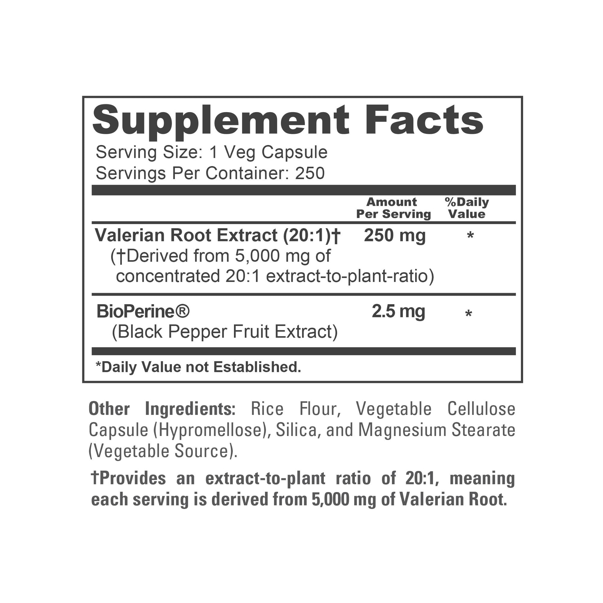 NusaPure Valerian Root 20:1 Extract, 250 mg Equivalent to 5000mg Per Veggie Caps, 250 Count, Vegan, Non-GMO, Bioperine NusaPure uk supplements