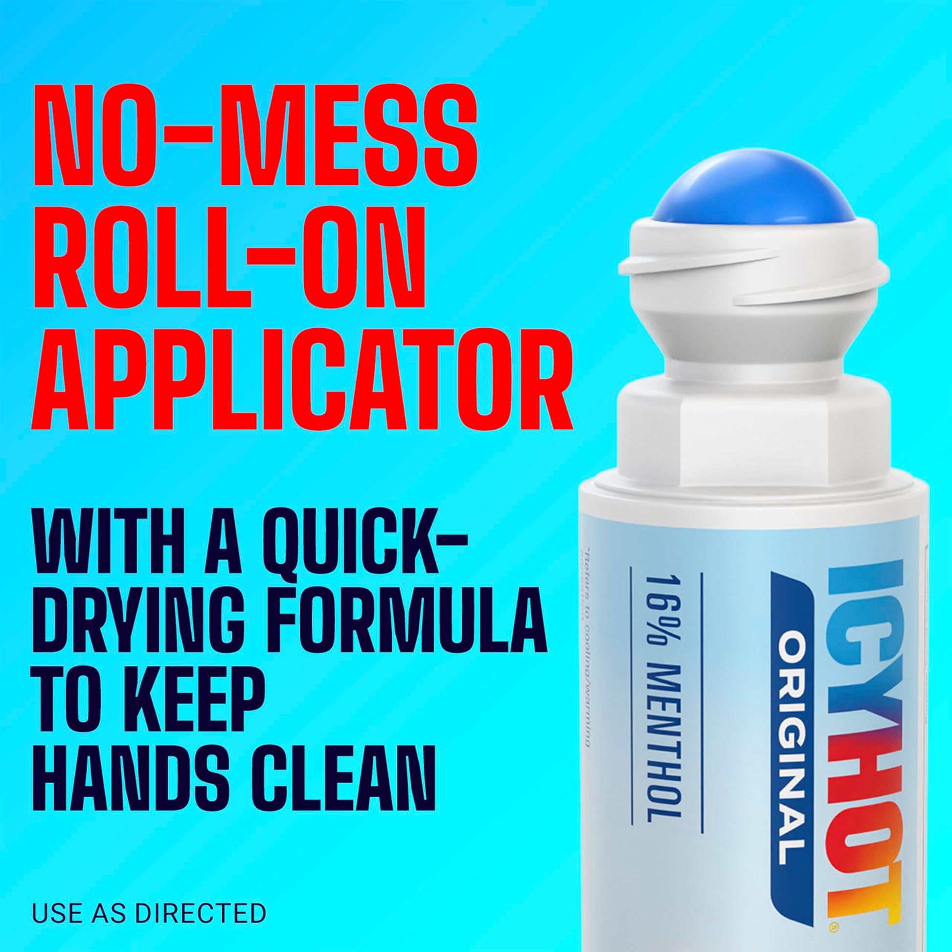 Icy Hot Original Pain Relief No-Mess Roll-On Applicator, Fast-Acting Pain Relief with Max Strength Menthol 16%, Contrast Therapy for Backaches, Joints, Muscle Strains and Arthritis, 2.5 oz Icy Hot uk supplements