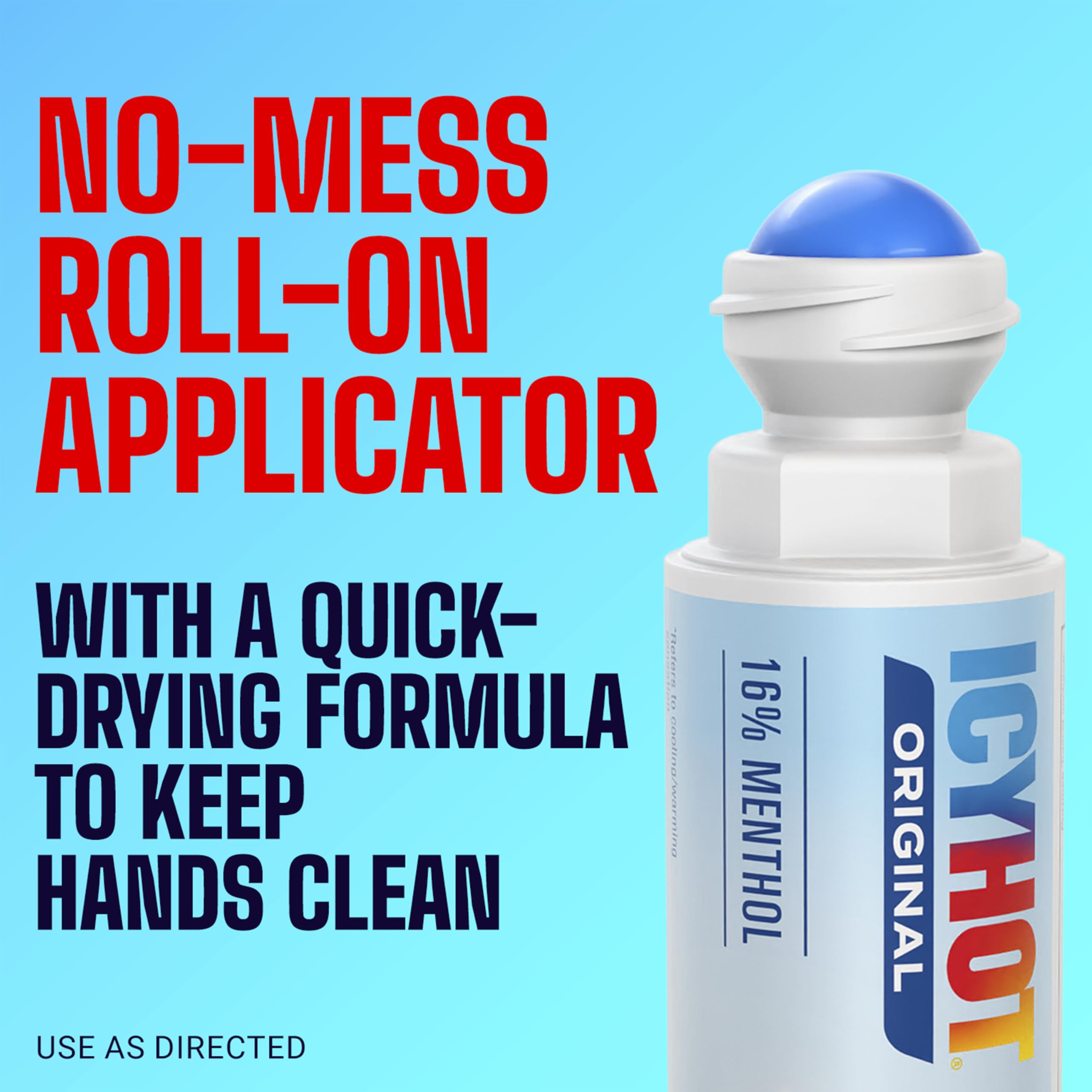Icy Hot Original Pain Relief No-Mess Roll-On Applicator, Fast-Acting Pain Relief with Max Strength Menthol 16%, Contrast Therapy for Backaches, Joints, Muscle Strains and Arthritis, 2.5 oz Icy Hot uk supplements