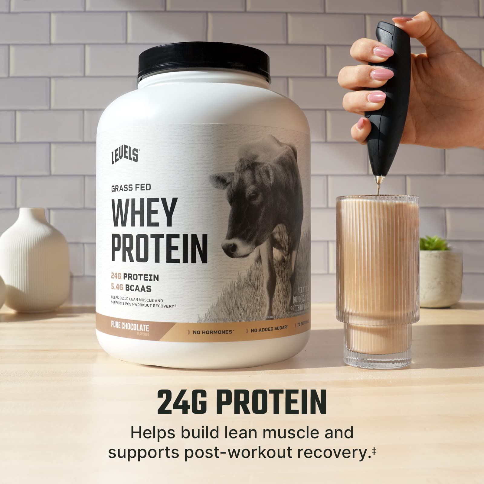 Levels Grass Fed 100% Whey Protein, No Hormones, Pure Chocolate, 5LB Levels Nutrition uk supplements