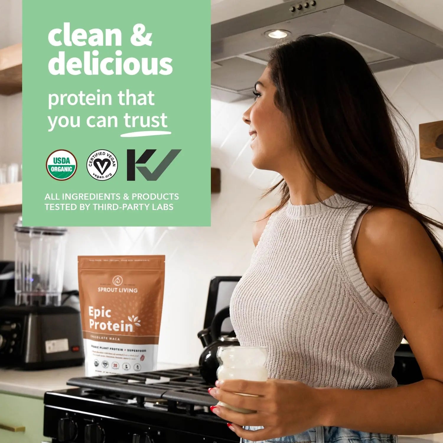 Sprout Living Epic Protein, Plant Based Protein & Superfoods Powder, Chocolate Maca Powder | 20 Grams Organic Protein Powder, Vegan, Non Dairy, Non-GMO, Gluten Free Sprout Living uk supplements