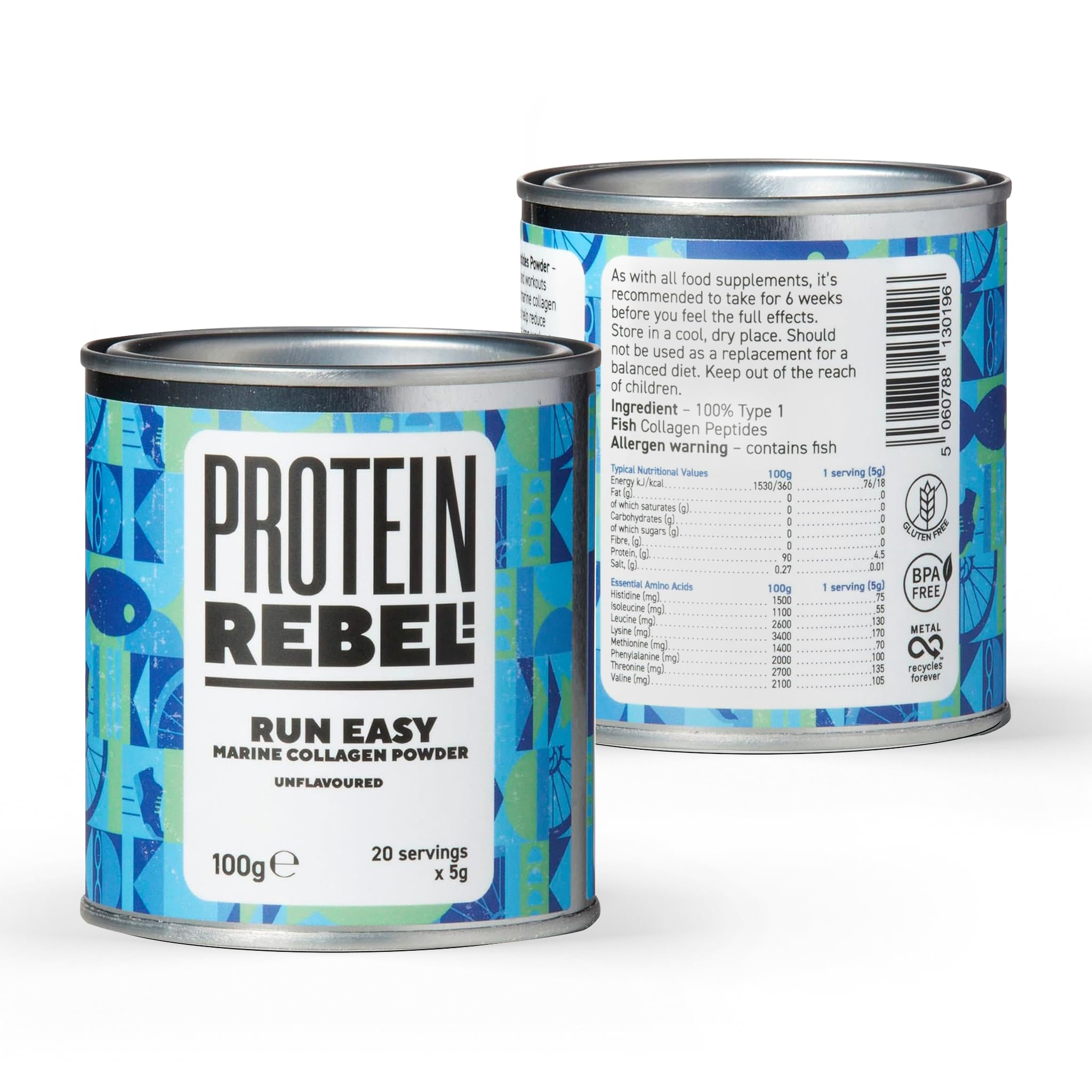 Protein Rebel - Run Easy Marine Collagen Powder for Running, Joint Support - Unflavoured Powder Collagen Protein Rebel uk supplements