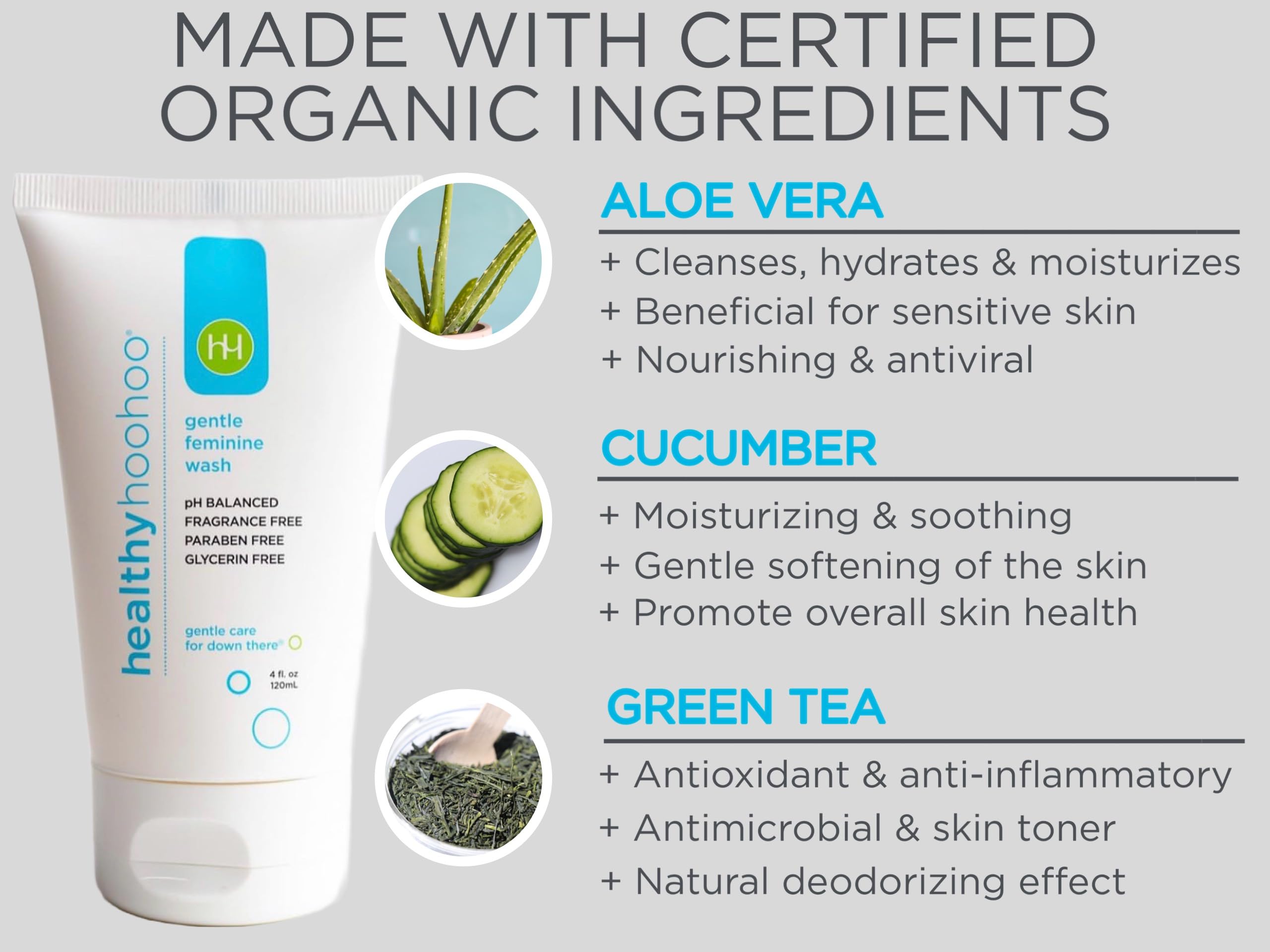 healthy hoohoo Gentle Feminine Wash - Organic Ingredients, pH Balanced, Fragrance Free healthy hoohoo uk supplements