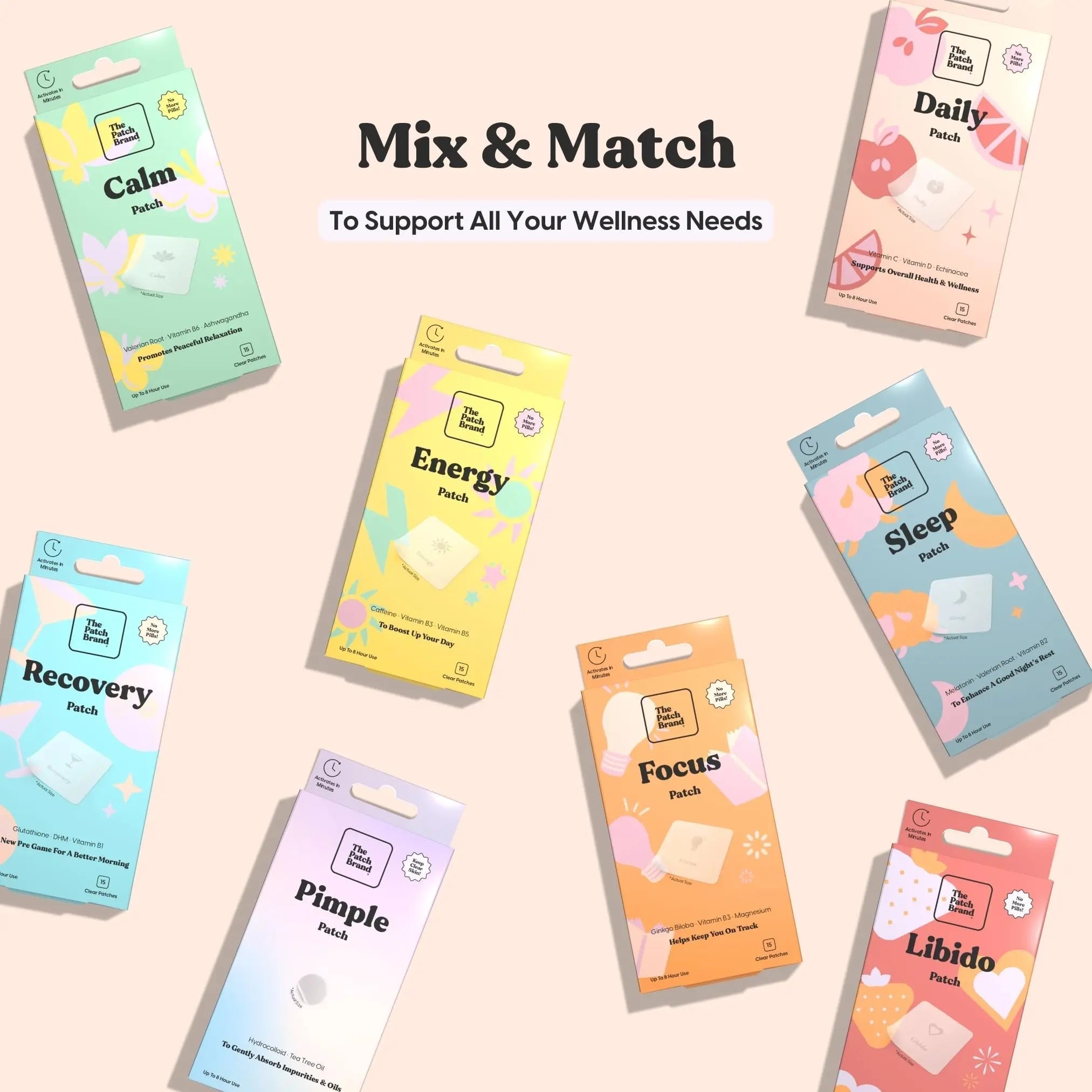 The Patch Brand Daily Support Patches | Natural Wellness Infused with Vitamin C, Zinc Citrate, Vitamin D, Ginko Biloba and Echinacea The Patch Brand uk supplements