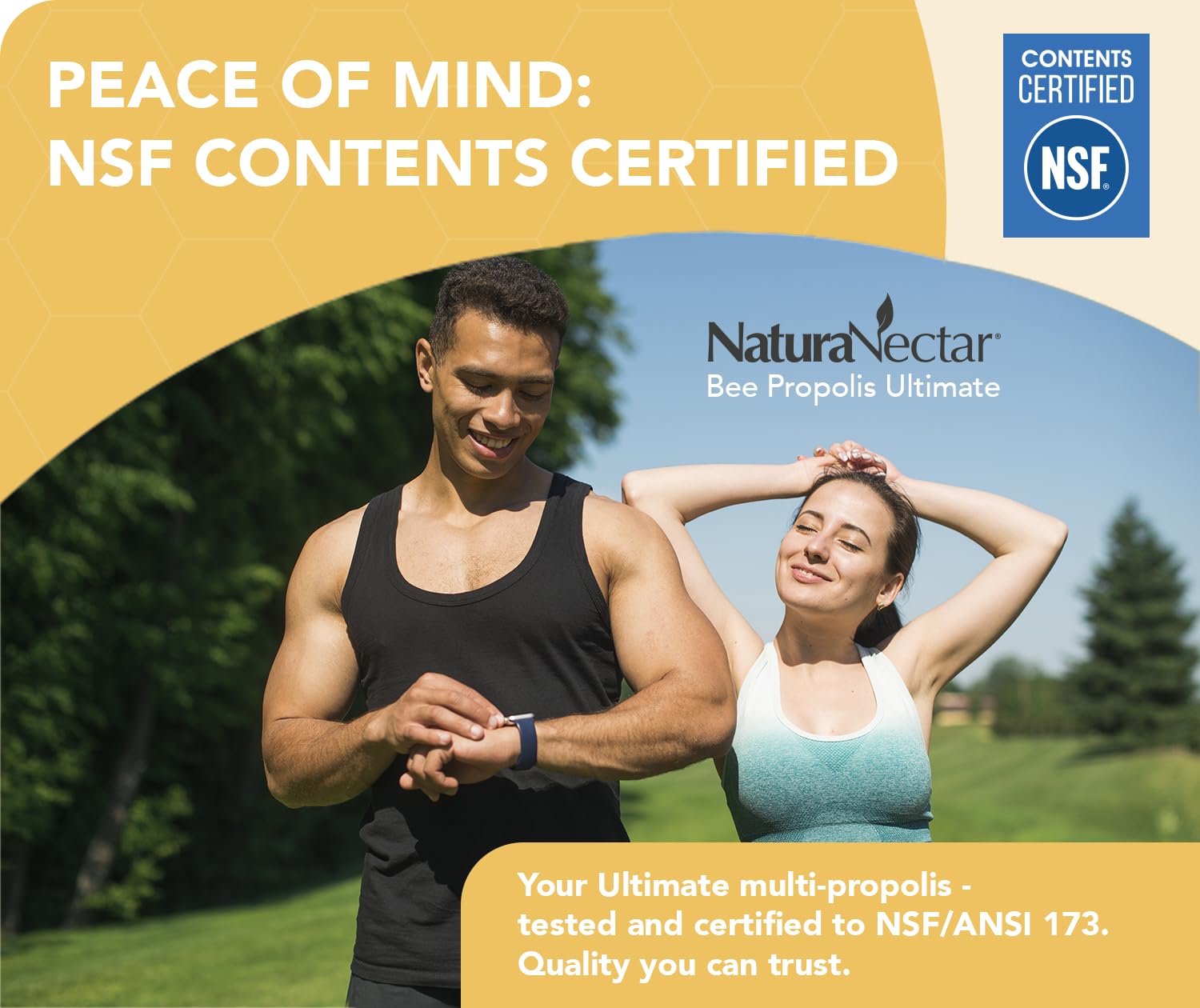 NaturaNectar - Ultimate Bee Propolis Capsules - NSF Contents Certified -Brazilian Red, Brown, & Green - Gluten-Free Supplement with Flavonoids - Naturally Sourced Through Ethical Beekeeping (60pcs.) NaturaNectar uk supplements