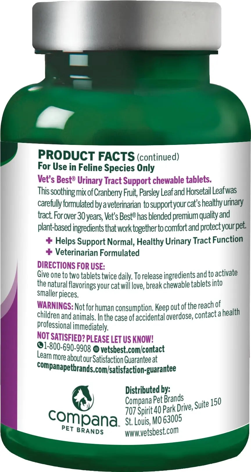 Vet's Best Cat Urinary Supplement, Urinary Tract Support Chewable for Cats, Supports A Healthy Urinary Tract in Cats, 60 Chewable Tablets Vet's Best uk supplements