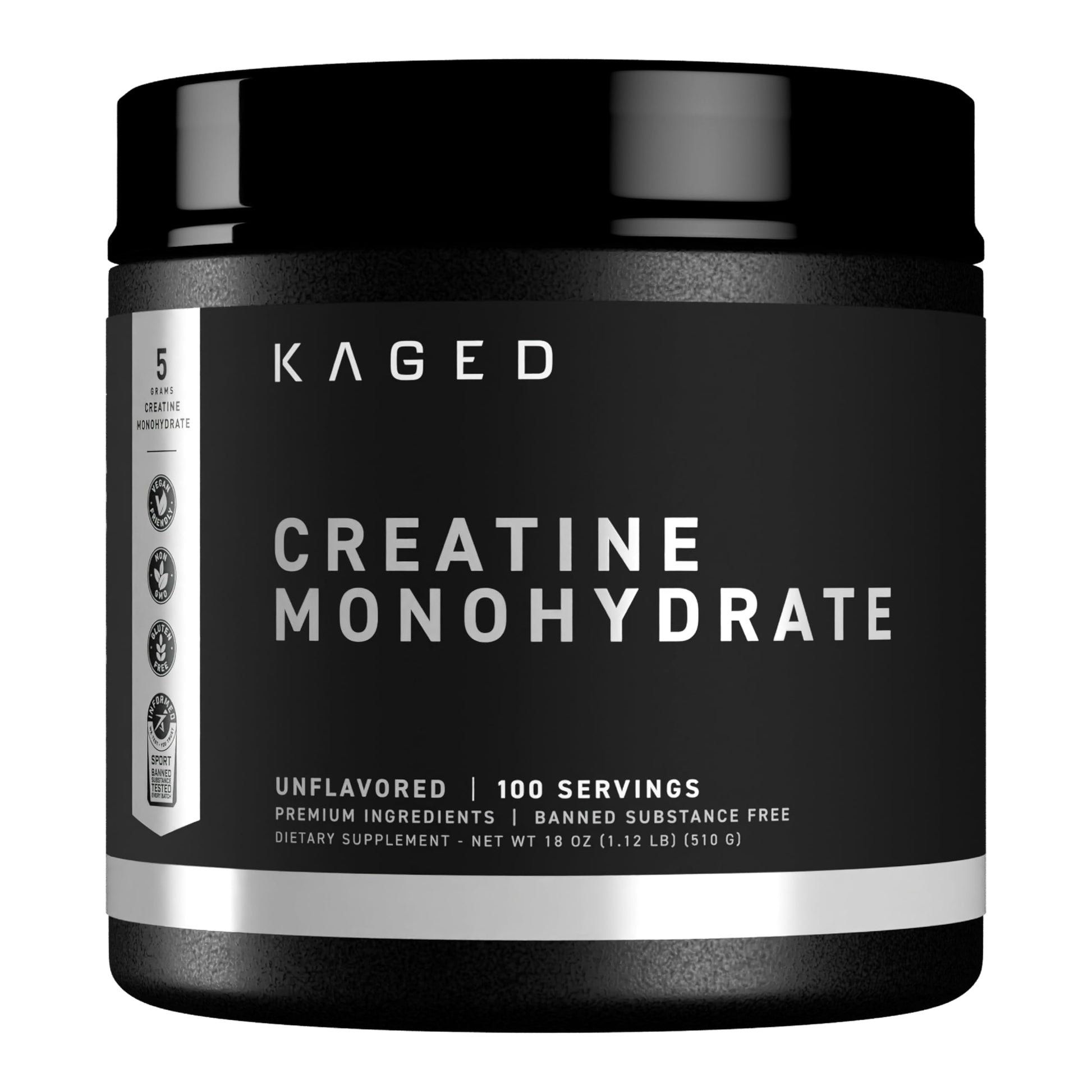 Kaged Creatine Monohydrate Micronized Powder | Unflavored | Muscle Building & Recovery | 5000 mg Per Serving | Vegan, Gluten Free, Easily Digestible Kaged uk supplements