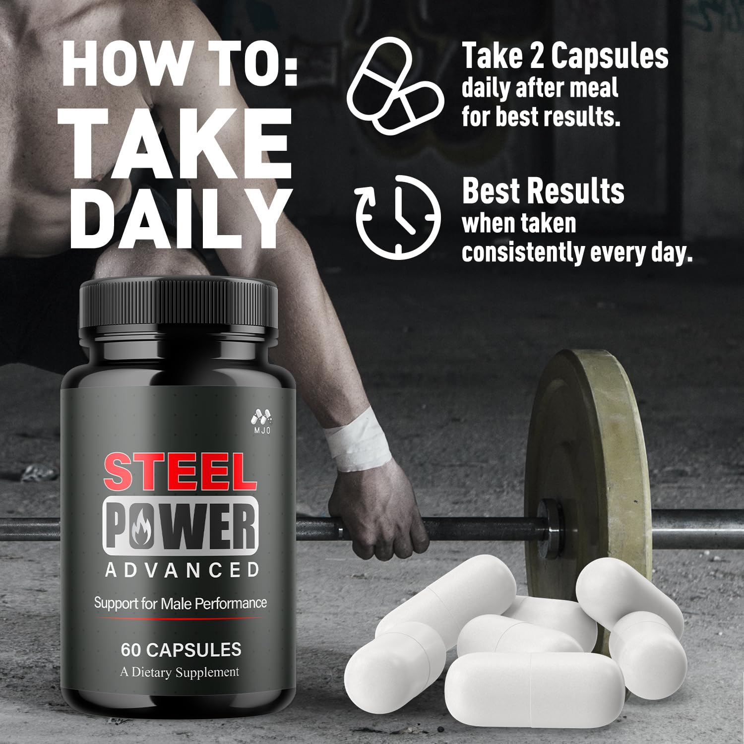 Steel Power Capsules, Official Steel Power for Men with All Natural Ingredients, Advanced SteelPower Men's Health and Wellness Vitamin Formula Pills with Maximum Strength Multivitamins (60 Capsules) MJO uk supplements