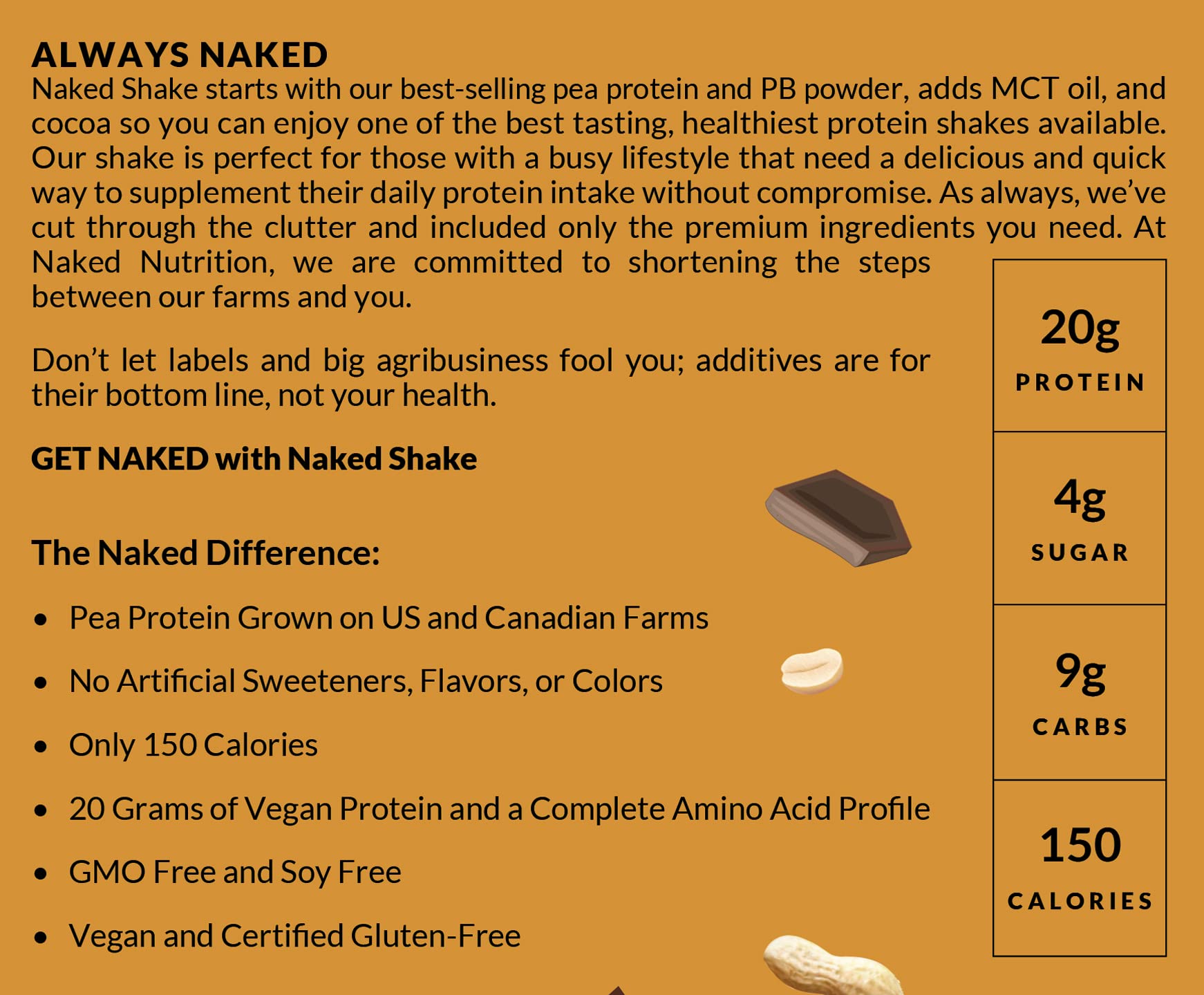 Naked Shake - Chocolate Peanut Butter Protein Powder - Vegan Protein Powder from US NAKED uk supplements