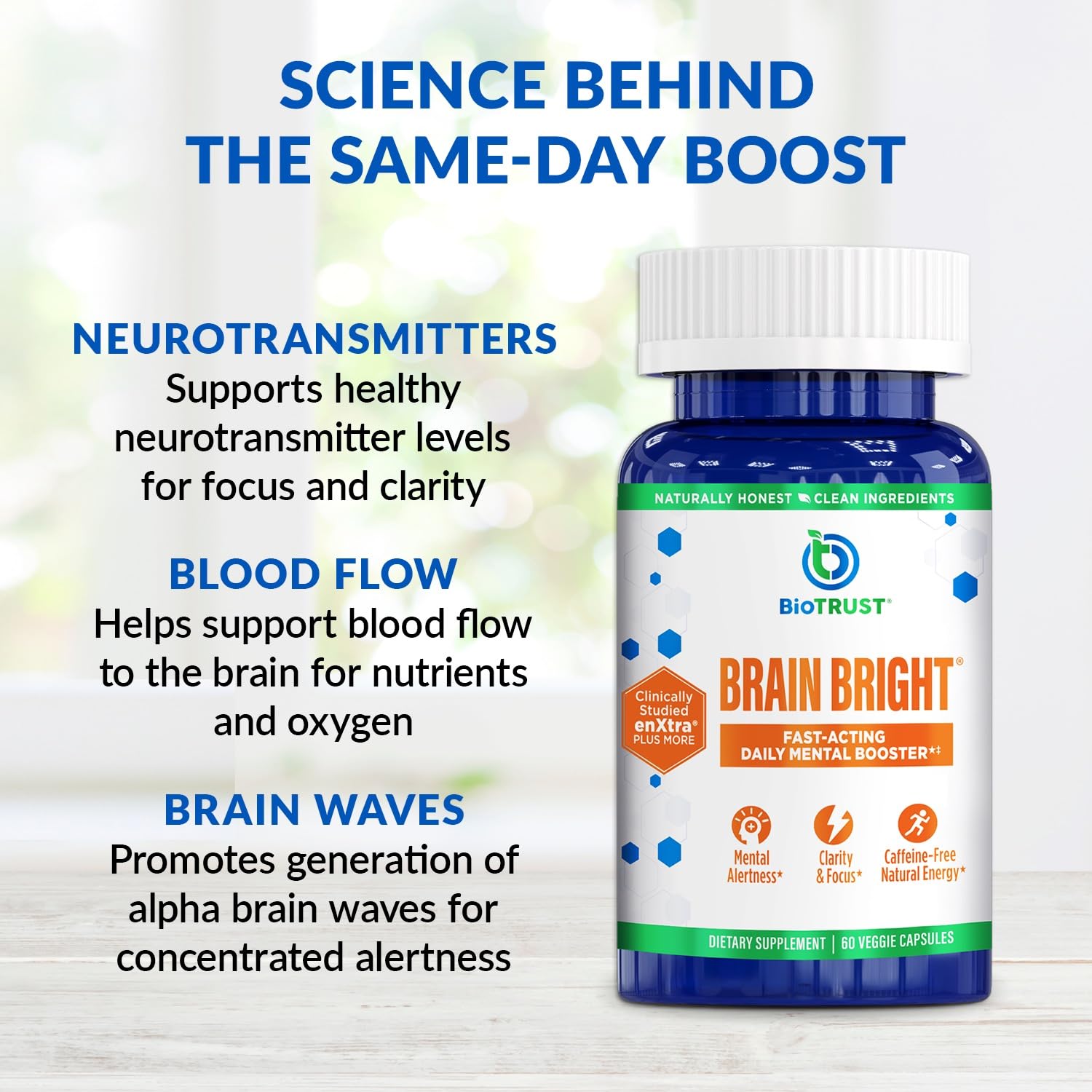 BioTrust Brain Bright – Daily Nootropic Boost for Focus, Concentration, Mental Clarity – Caffeine Free Nootropics Brain Support Supplement – Thai Ginger, Ginkgo, Folate, L-Theanine – 30 Servings BioTrust uk supplements