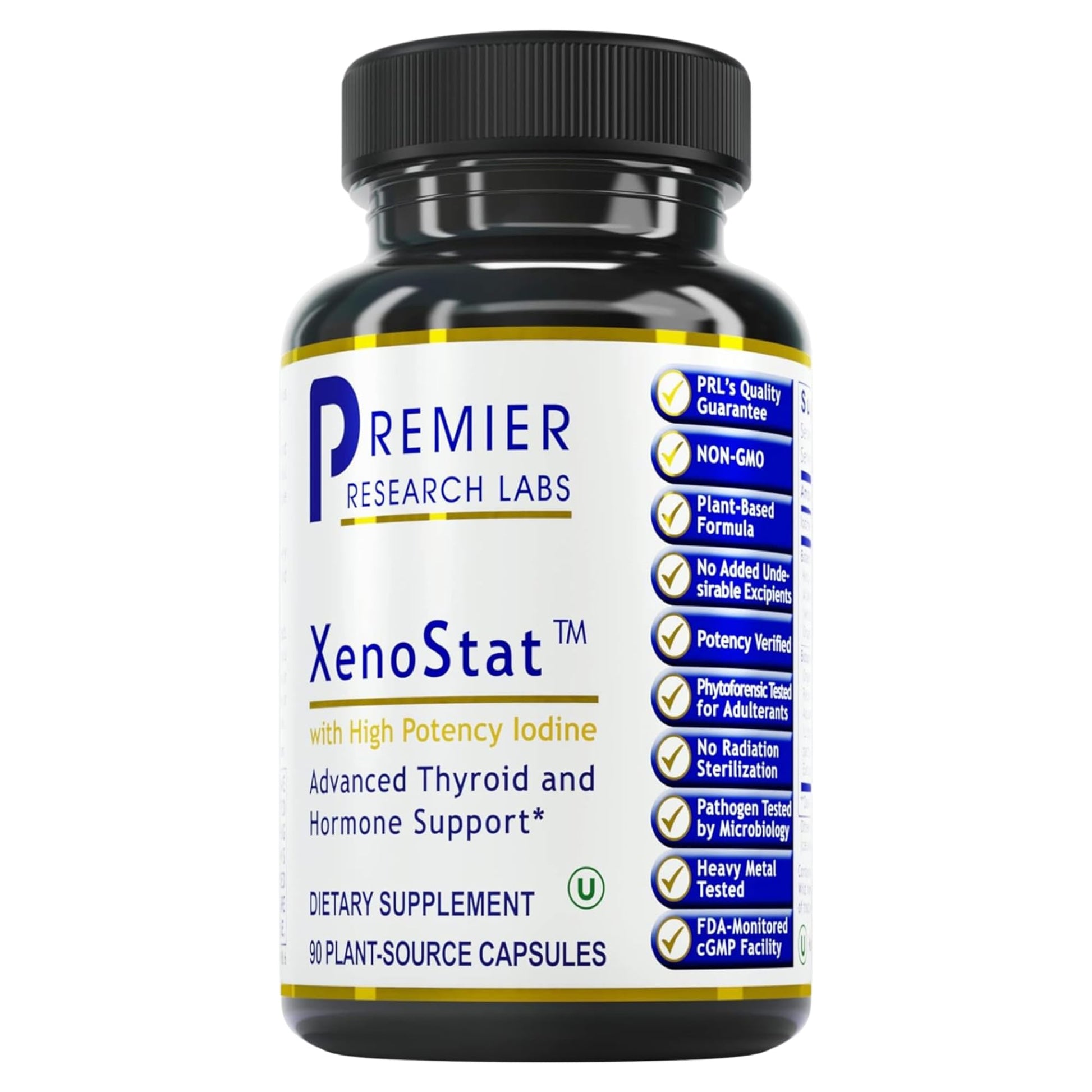 Premier Research Labs XenoStat - Thyroid Supplement, Thyroid Support for Women & Men, Iodine Supplement, Hormone Support, Thyroid Support Complex Supplement - 90 Capsules Premier Research Labs uk supplements