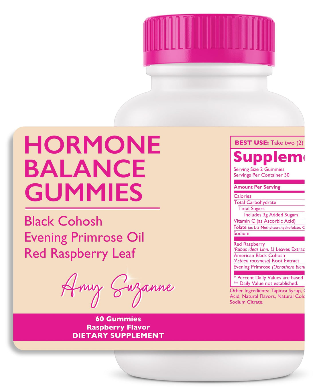 Amy Suzanne Hormone Balance Gummies for Women - Hormone Harmony for Mood, Energy, Bloating - Hormonal PMS, Perimenopause & Menopause Support - Red Raspberry Leaf & Black Cohosh - 60 Gummy Supplements Amy Suzanne uk supplements