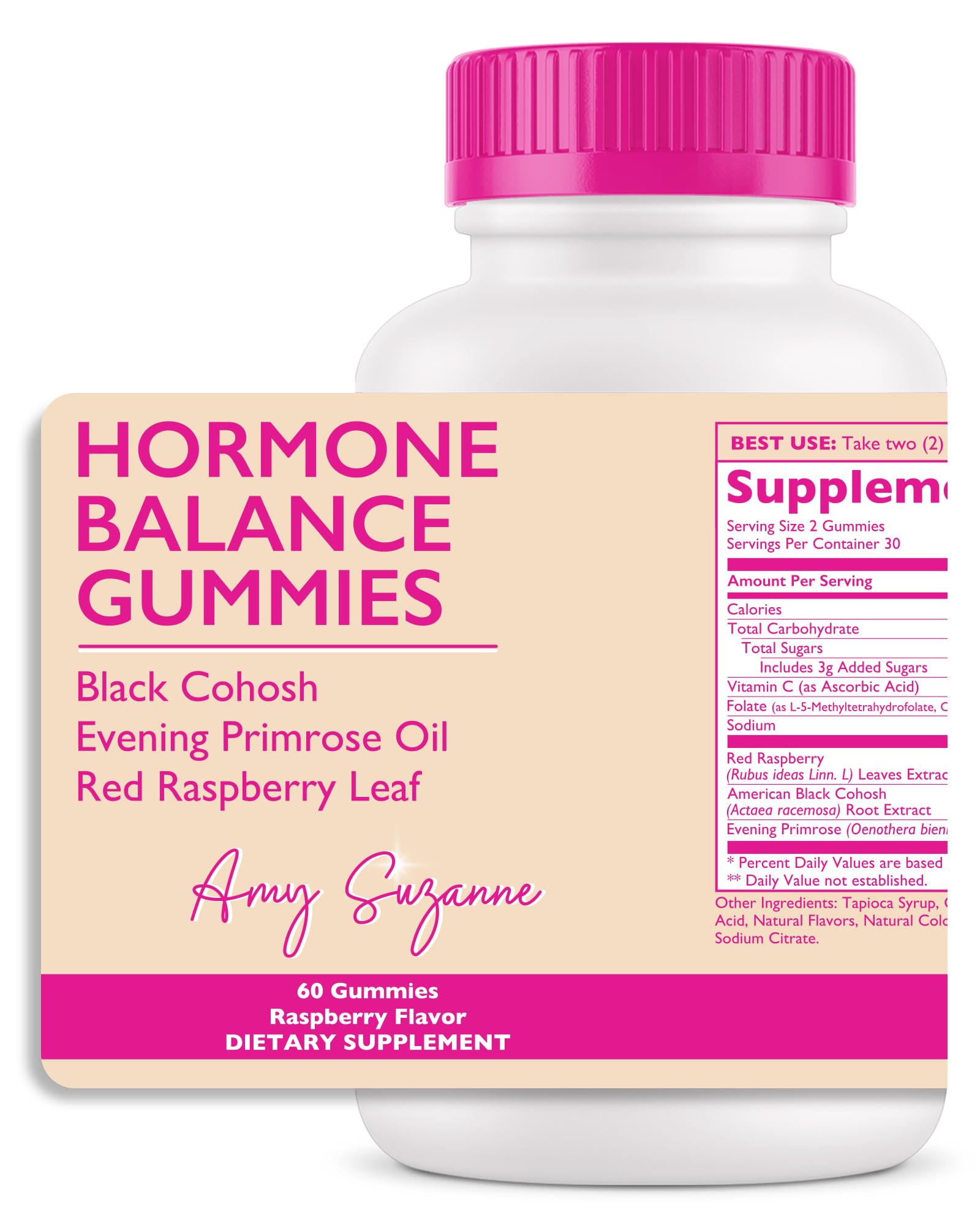 Amy Suzanne Hormone Balance Gummies for Women - Hormone Harmony for Mood, Energy, Bloating - Hormonal PMS, Perimenopause & Menopause Support - Red Raspberry Leaf & Black Cohosh - 60 Gummy Supplements Amy Suzanne uk supplements
