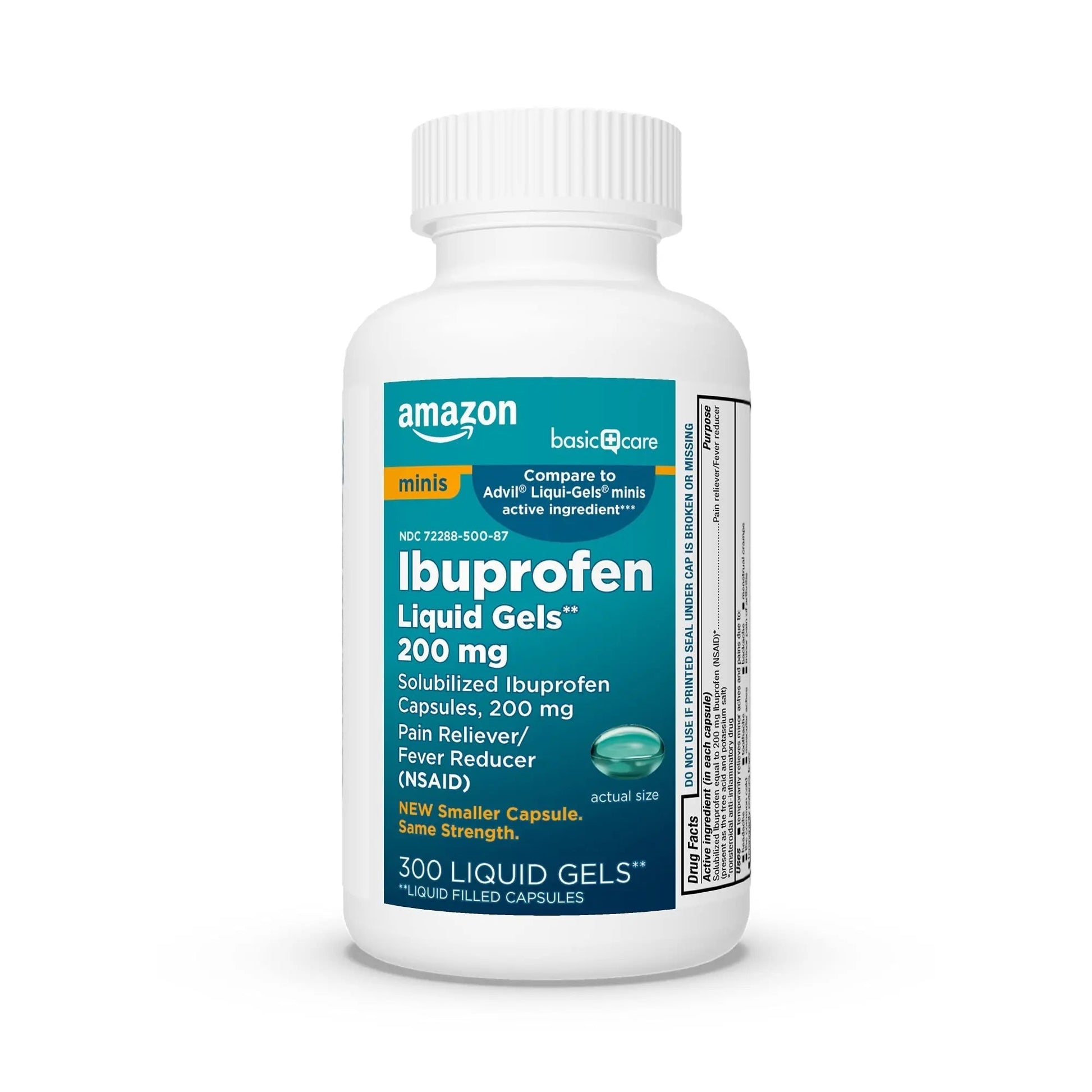 Amazon Basic Care Ibuprofen Mini Liquid Gels, 200 mg, Pain Reliever and Fever Reducer for Headache, Backache, Arthritis Pain, Menstrual Cramps and Toothaches, Fast-Acting, 300 Count Amazon Basic Care uk supplements