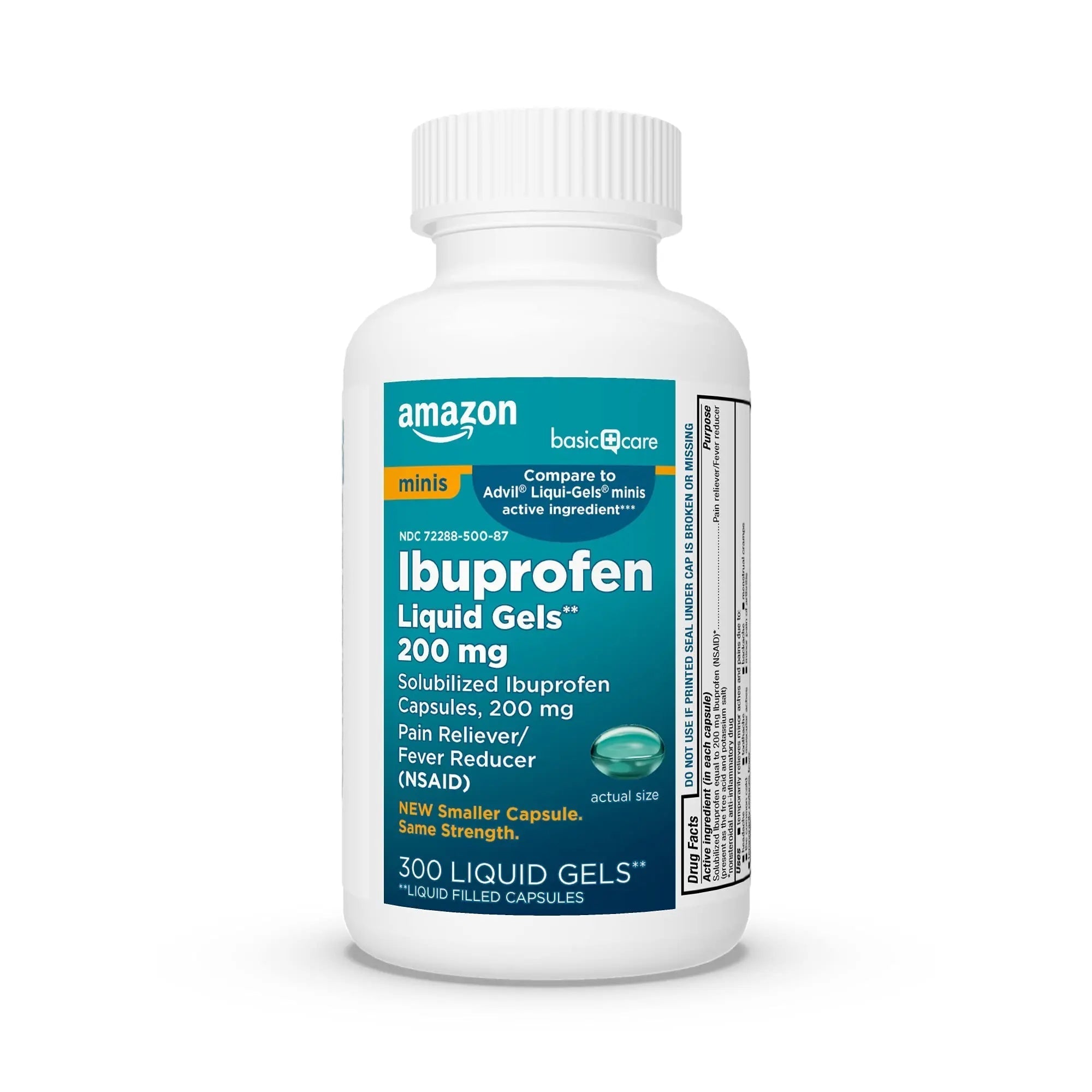 Amazon Basic Care Ibuprofen Mini Liquid Gels, 200 mg, Pain Reliever and Fever Reducer for Headache, Backache, Arthritis Pain, Menstrual Cramps and Toothaches, Fast-Acting, 300 Count Amazon Basic Care uk supplements