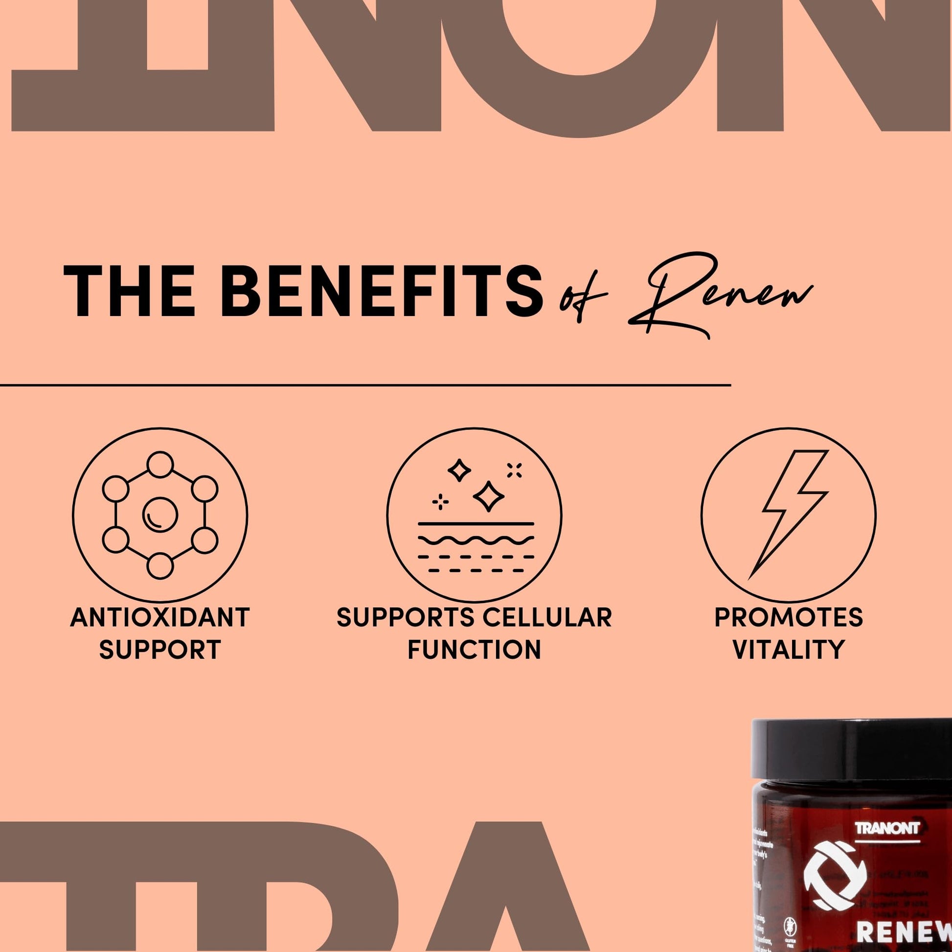 Tranont Renew - Antioxidant Complex for Vitality & Wellness | Vitamin E Tocotrienols & Geranylgeraniol | Supports Healthy Cellular Function, Joint Health, & Youthful Glow - 30 Capsules Tranont uk supplements