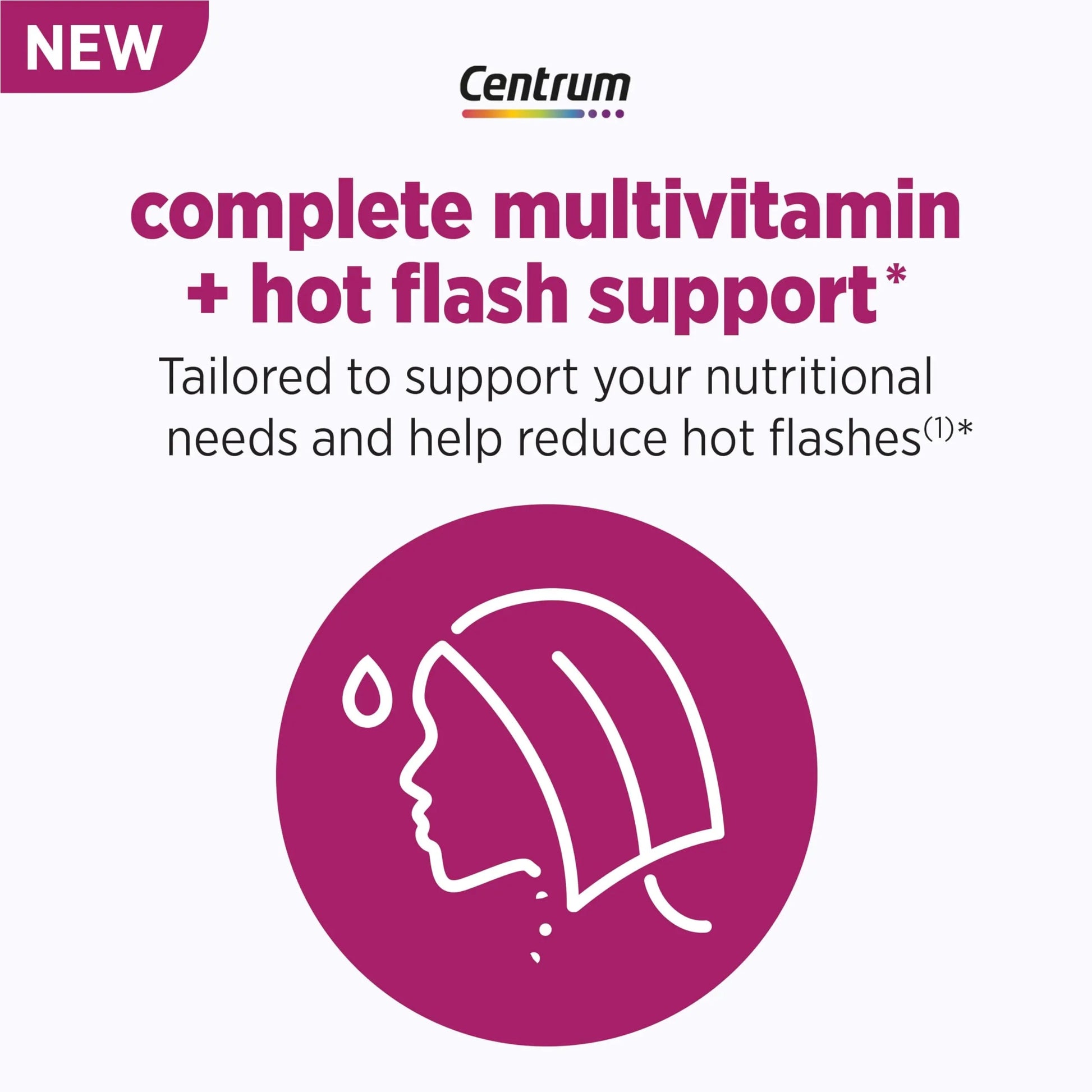 Centrum Complete Multivitamin Supplement + Hot Flash Support Menopause Support Tablets, with Clinically Studied geniVida, 30 Count Centrum uk supplements
