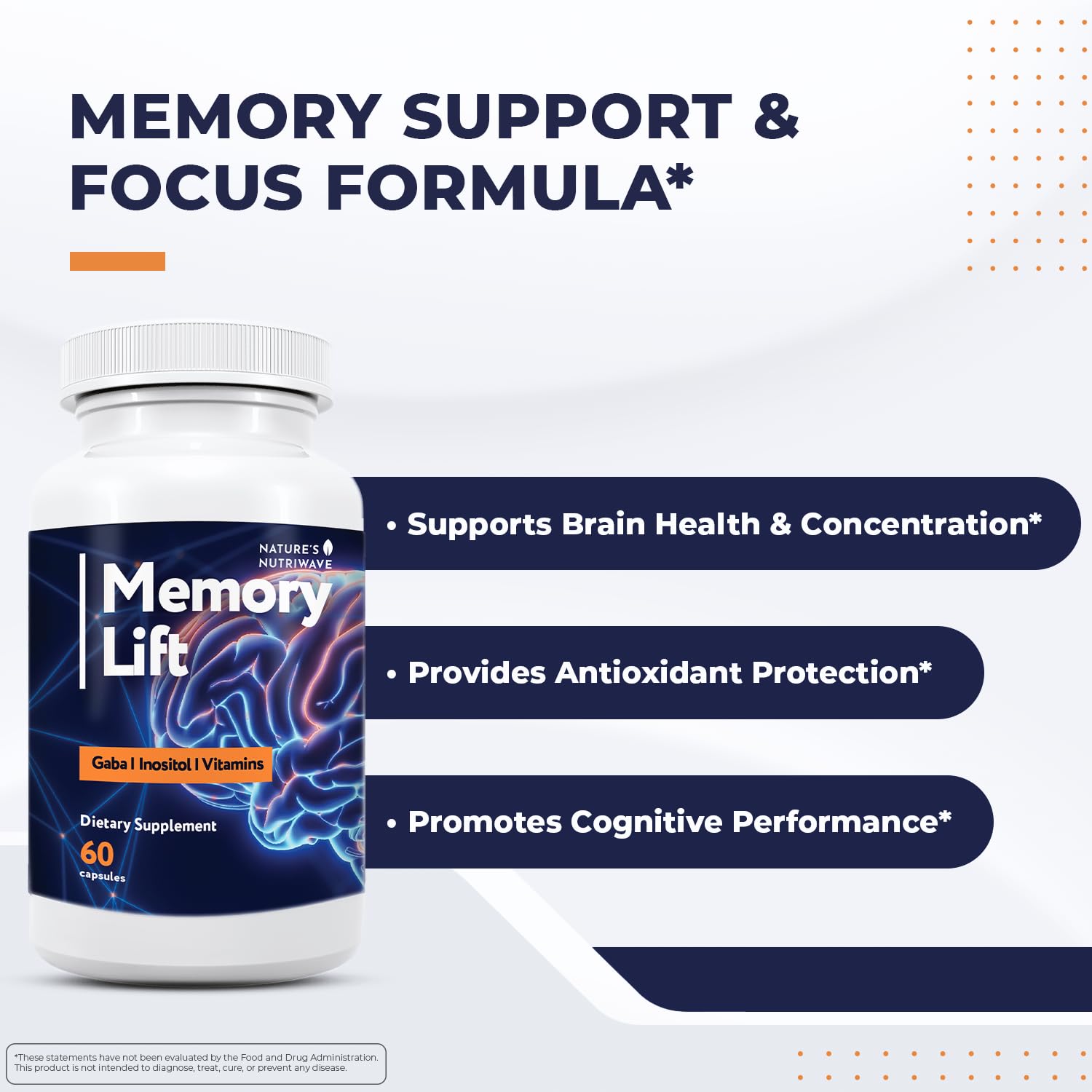 Nature’s NutriWave Memory Lift Capsules – Natural Daily Supplement with Vitamins A, C, D, E, B-Complex, Biotin & Choline – Made in USA, GMP-Certified, Non-GMO, Vegetarian – 60 Caps, 1 Month Supply Nature’s NutriWave uk supplements