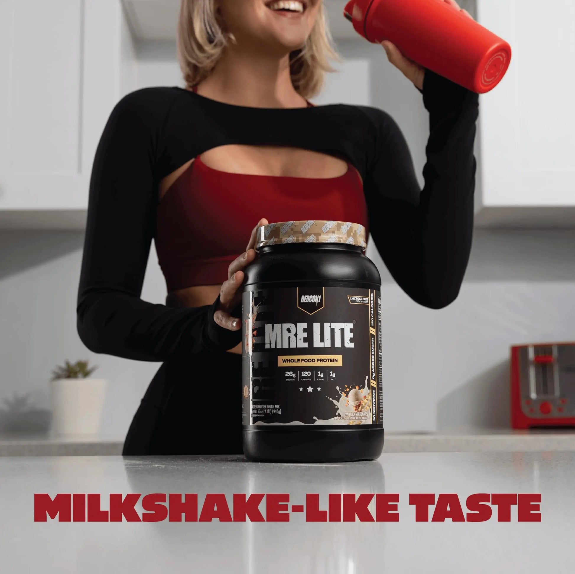 REDCON1 MRE LITE Whole Food Protein Powder, Vanilla Milkshake - Lactose Free & Sugar Free Meal Replacement with Animal Protein Blends - Easy to Digest Formula - Only 1g Carb per Serving (30 Servings) REDCON1 uk supplements