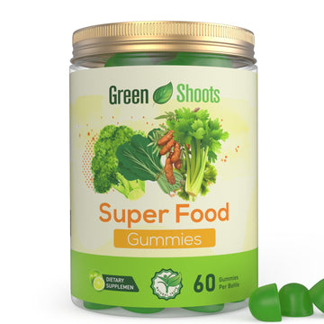 Greenshoots Super Food Gummies with Super Greens Blend, Vitamin A & C – Broccoli, Spinach, Moringa & Chlorella – Vegan, Sugar Free, Daily Nutrition Support, 60 Gummies Greenshoots uk supplements