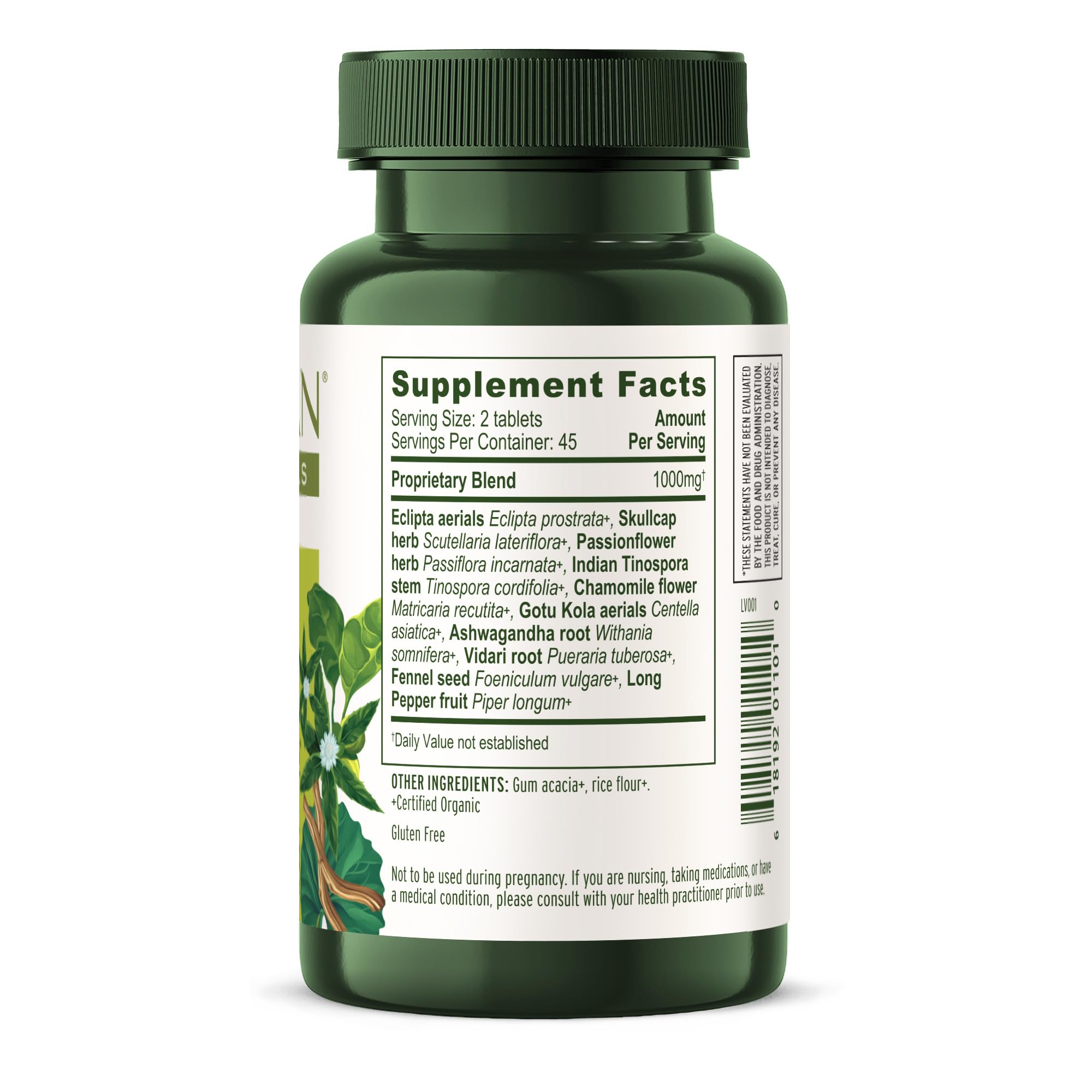 Banyan Botanicals Organic Tranquil Mind – Nervous System Support & Physical Relaxation Supplement – with Skullcap, Passionflower & Gotu Kola – Non-Drowsy Systemic Grounding – 90 Tablets – USDA Organic Banyan Botanicals uk supplements