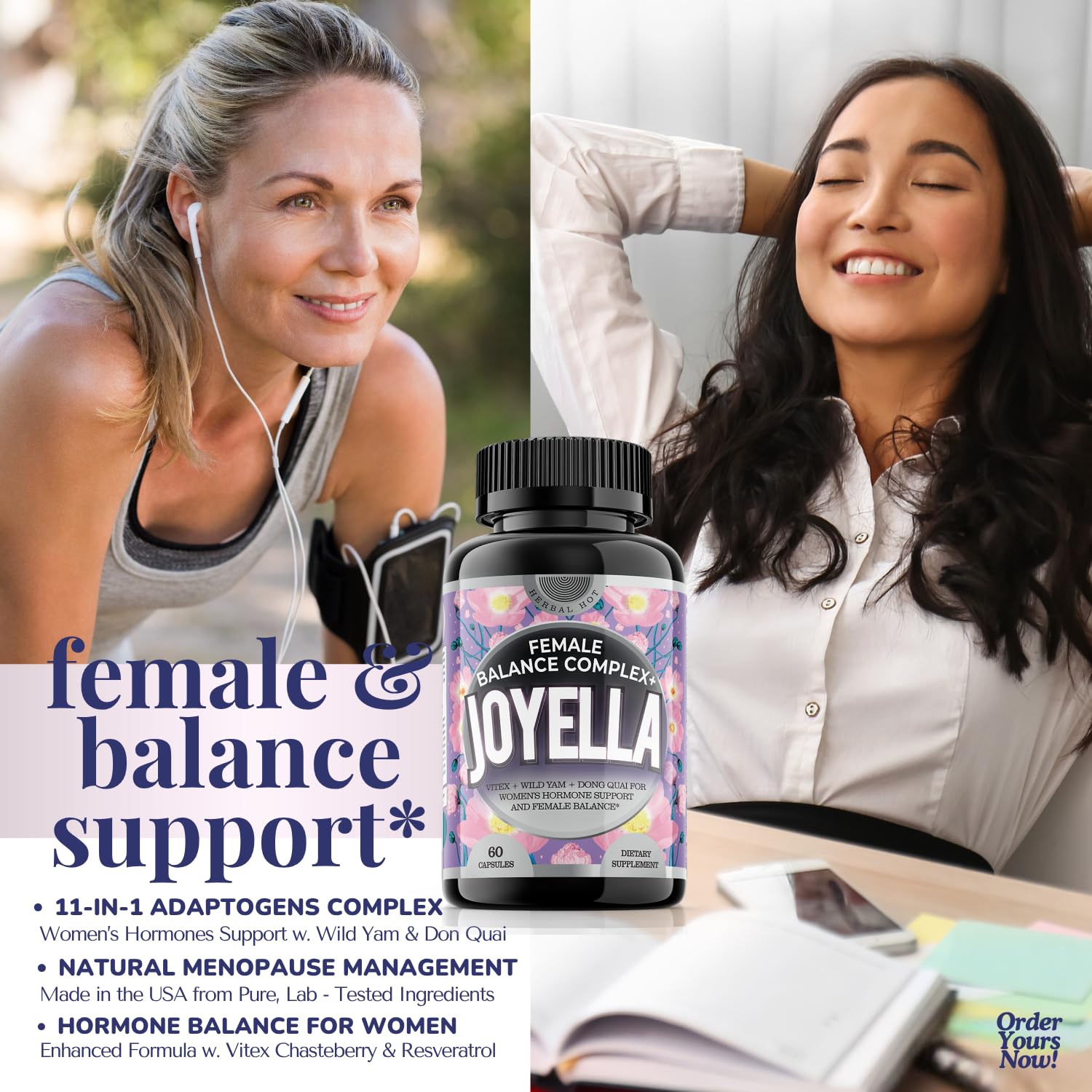 11-in-1 Hormonal Balance, Relief for Menopause Symptoms, Helps Reduce Hot Flashes, Night Sweats, and Mood Swings, Clinically Proven Ingredients, Natural PMS Support, Made in USA, 3rd Party-Tested HERBAL HOT uk supplements