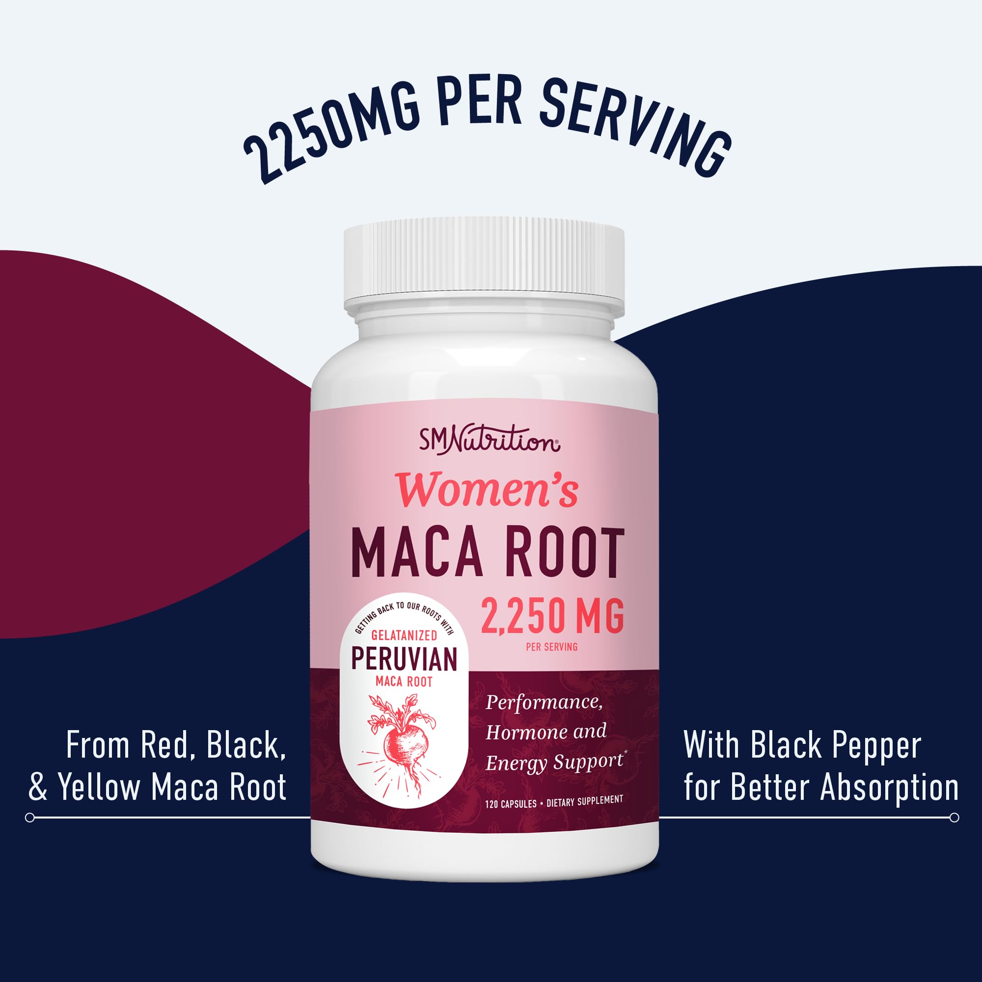 Organic Maca Root Capsules for Women | 2250MG Extra Strength | Red, Black & Yellow SMNutrition uk supplements