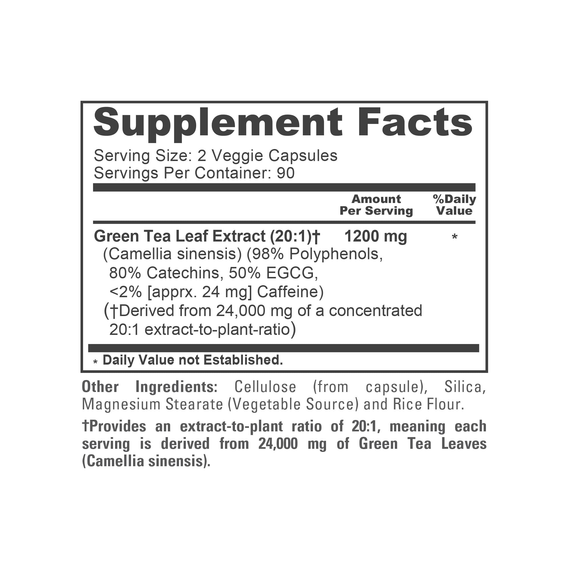 NusaPure Green Tea 20:1 Extract, 1200 mg Equivalent to 24000mg, 180 Vegan Capsules, 50% EGCG, 98% Polyphenols, 80% Catechins NusaPure uk supplements