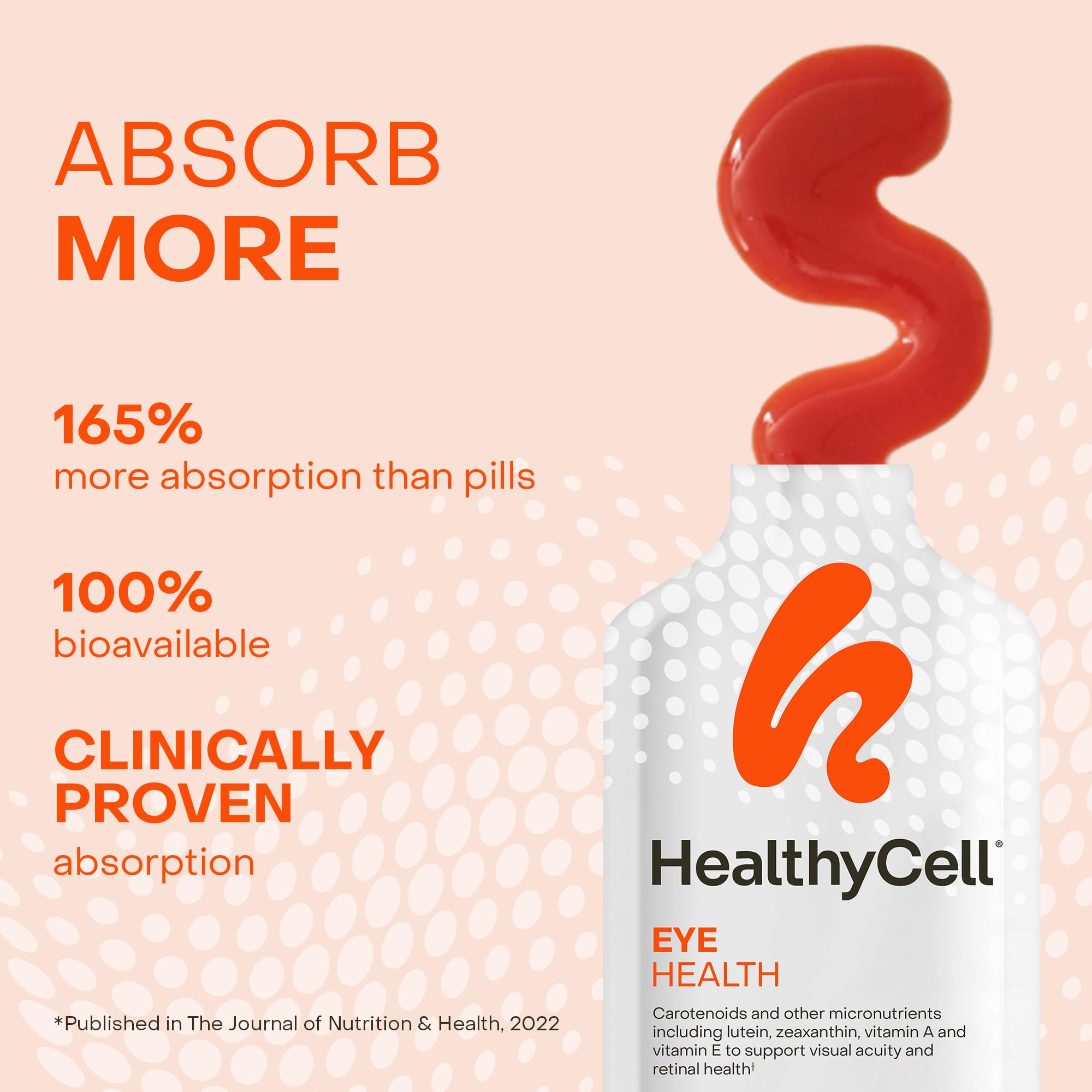Healthycell Eye Health Daily Liquid Supplement - Eye Vitamins & Minerals with Lutein, Zeaxanthin, Astaxanthin & Beta Carotene for Sight Care & Macular Support - 30 Gel Packs Healthycell uk supplements