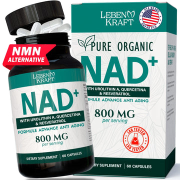 LebenKraft NAD Supplement Pure Organic | NMN Supplement Alternative | Boost Energy & Cellular Health | Urolithin A, Resveratrol, Quercetin for Antioxidant Power | for Women and Men LebenKraft uk supplements