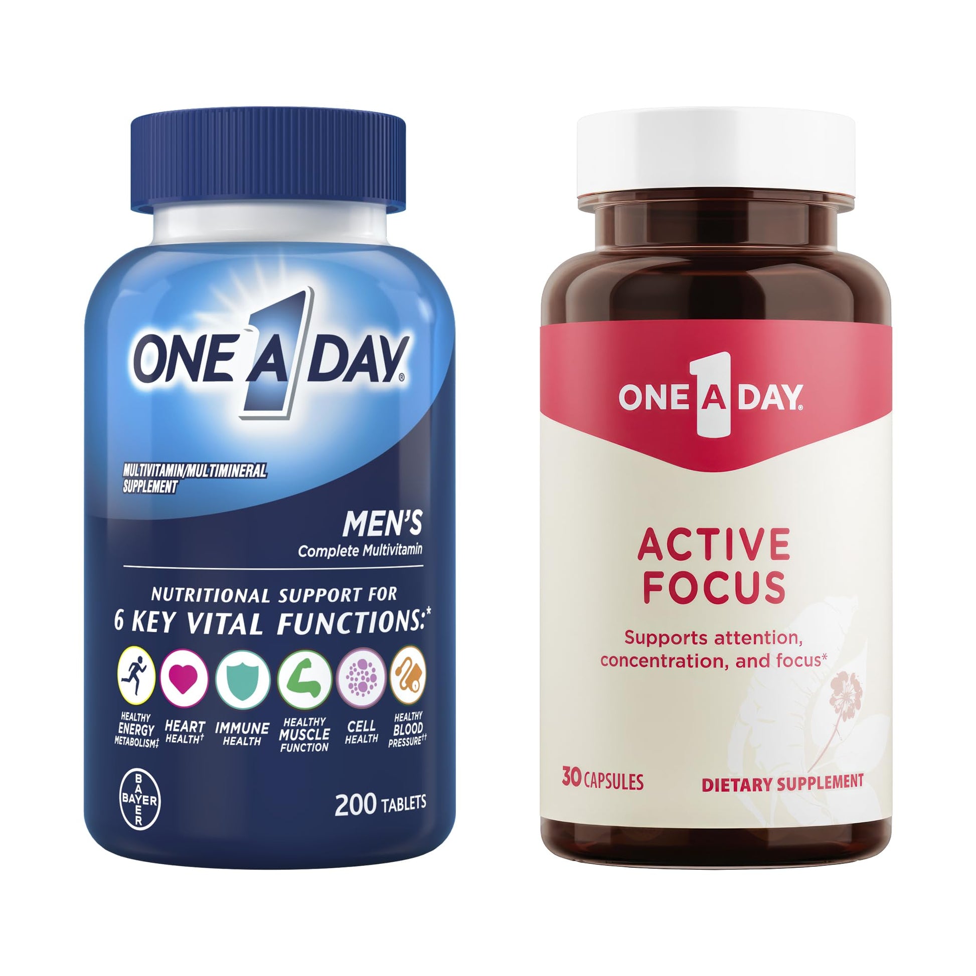 ONE A DAY Bundle Multivitamin for Men 200 Count Tablets Active Focus Supplement ONE A DAY uk supplements