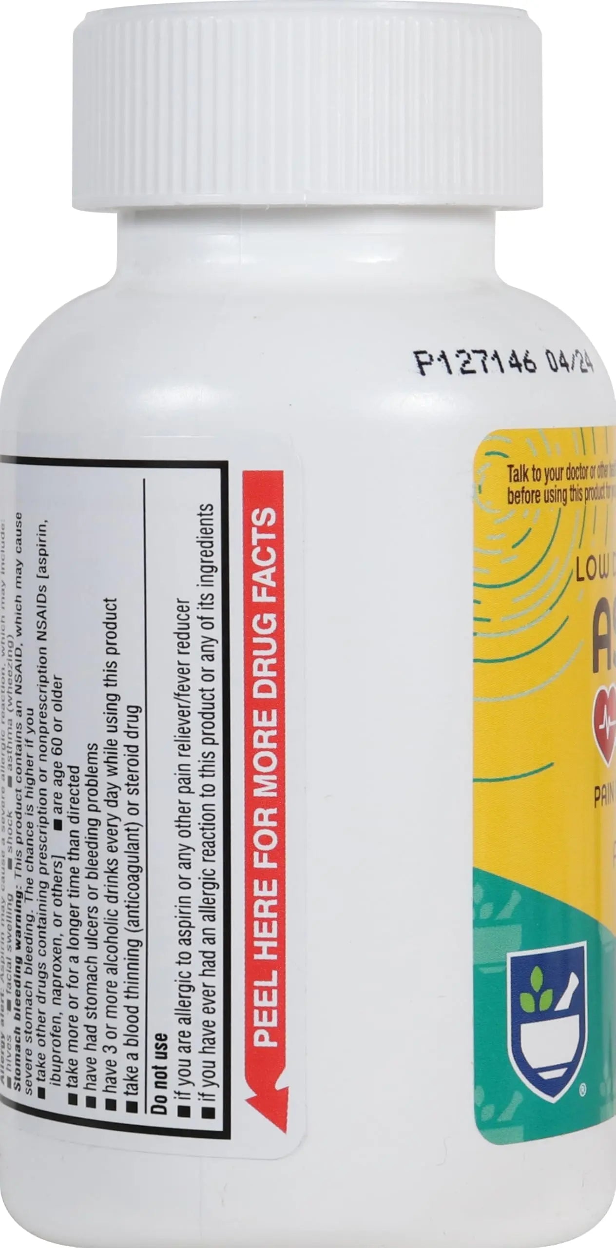Rite Aid Aspirin Enteric Tablets - 81 mg Aspirin - 500 Count - Low-Dose for Headache Relief - Safety Coated - Aspirin Regimen - Migraine Medicine - Pain Relief Rite Aid uk supplements