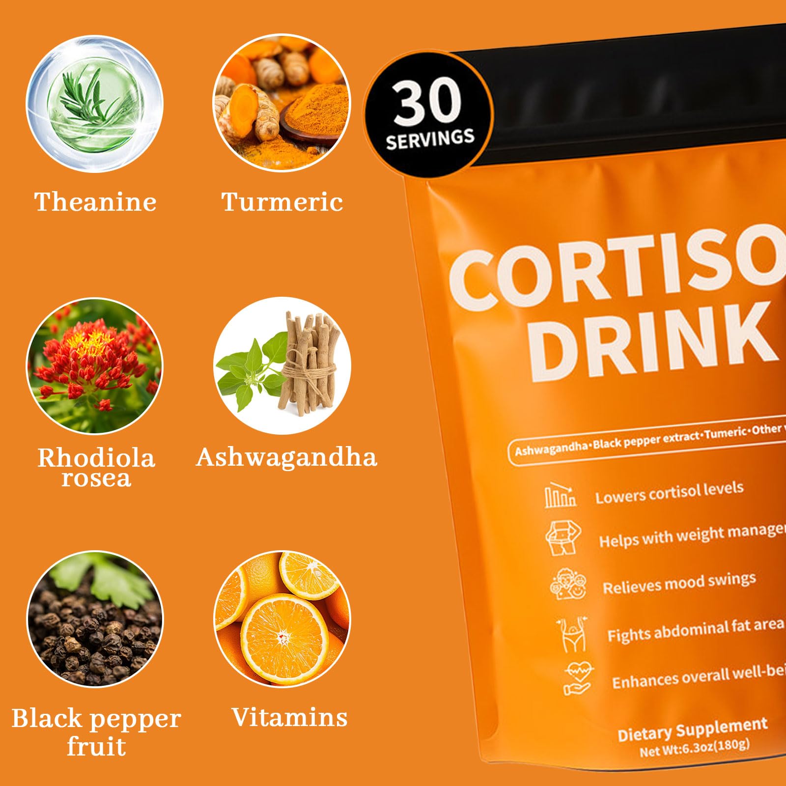 Rulinal Cortisol Drink Powder | Cortisol Supplements for Women | Ashwagandha, L-Theanine, Turmeric Root, Black Pepper Extract for Relax & Focus, Healthy Cortisol Levels, Mental Clarity, Vegan, 6.3oz Rulinal uk supplements