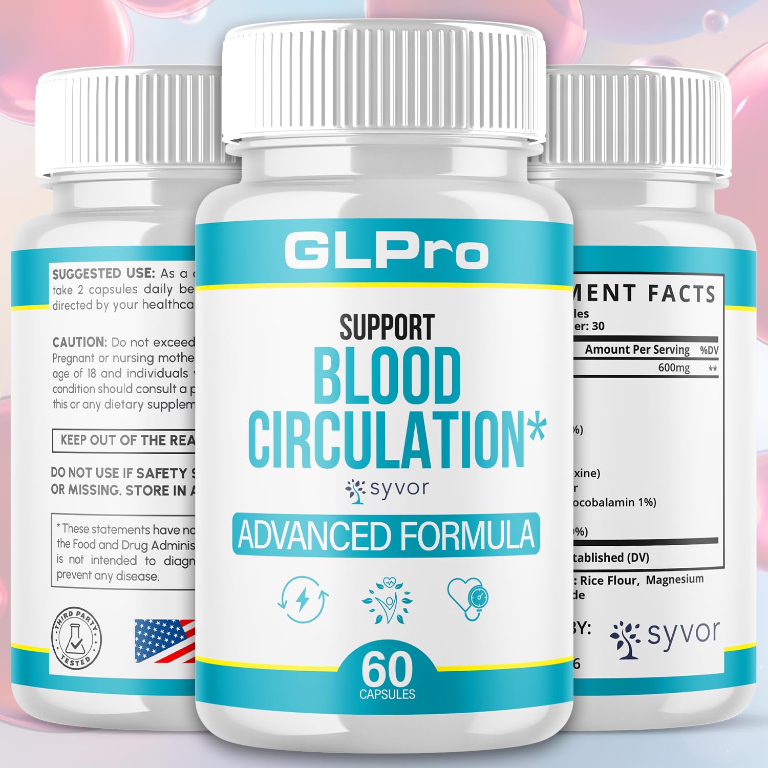GLPro Blood Capsules, Official GLPro Blood Health Support Pills with All Natural Ingredients, Advanced Formula Supplement with Maximum Strength Premium Vitamins for Women and Men (60 Capsules) Syvor uk supplements