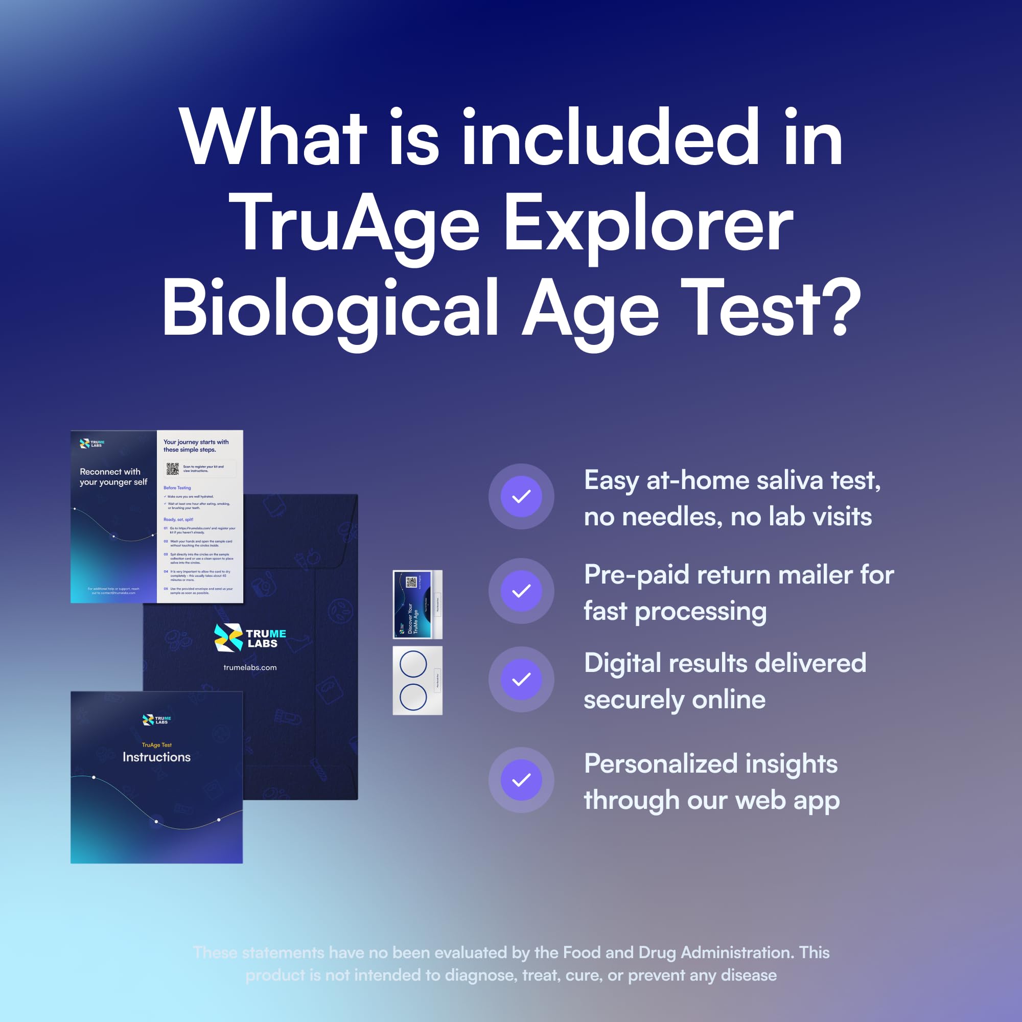 TruMe Labs Biological Age at-Home Test Kit (Saliva) – Biological Age Estimate + Peer Percentile Comparison, 10-Page Action Plan, Results in 1–2 Weeks. TruMe Labs uk supplements