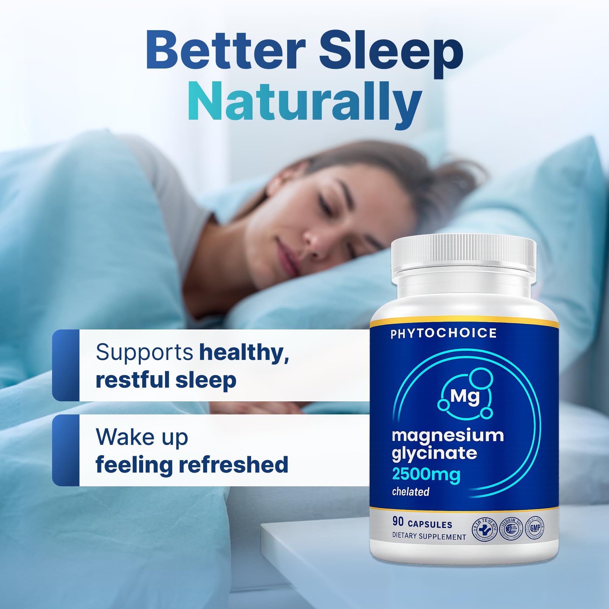 Magnesium for Sleep & Recovery – High Potency 2500mg Magnesium Glycinate for Men & Women, Chelated for High Absorption, Supports Deep Rest, Nerve & Muscle Recovery, Made in USA, 1 Month Supply PHYTOCHOICE uk supplements