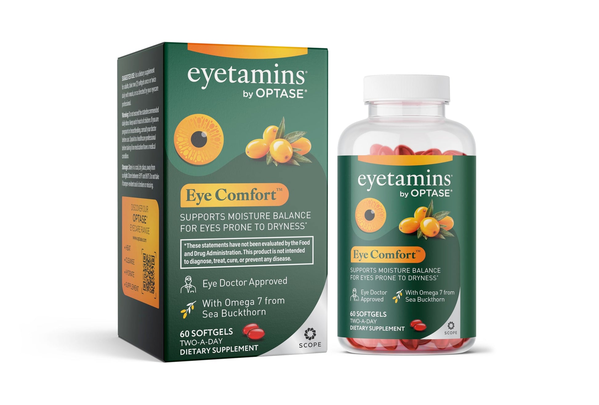 eyetamins® by OPTASE® Eye Comfort™ - 60 Softgels - Eye Doctor Recommended - an Omega-Based Eye Supplement formulated to Support Moisture Balance and Eye Comfort from Within. Plant Based Soft gels. eyetamins uk supplements