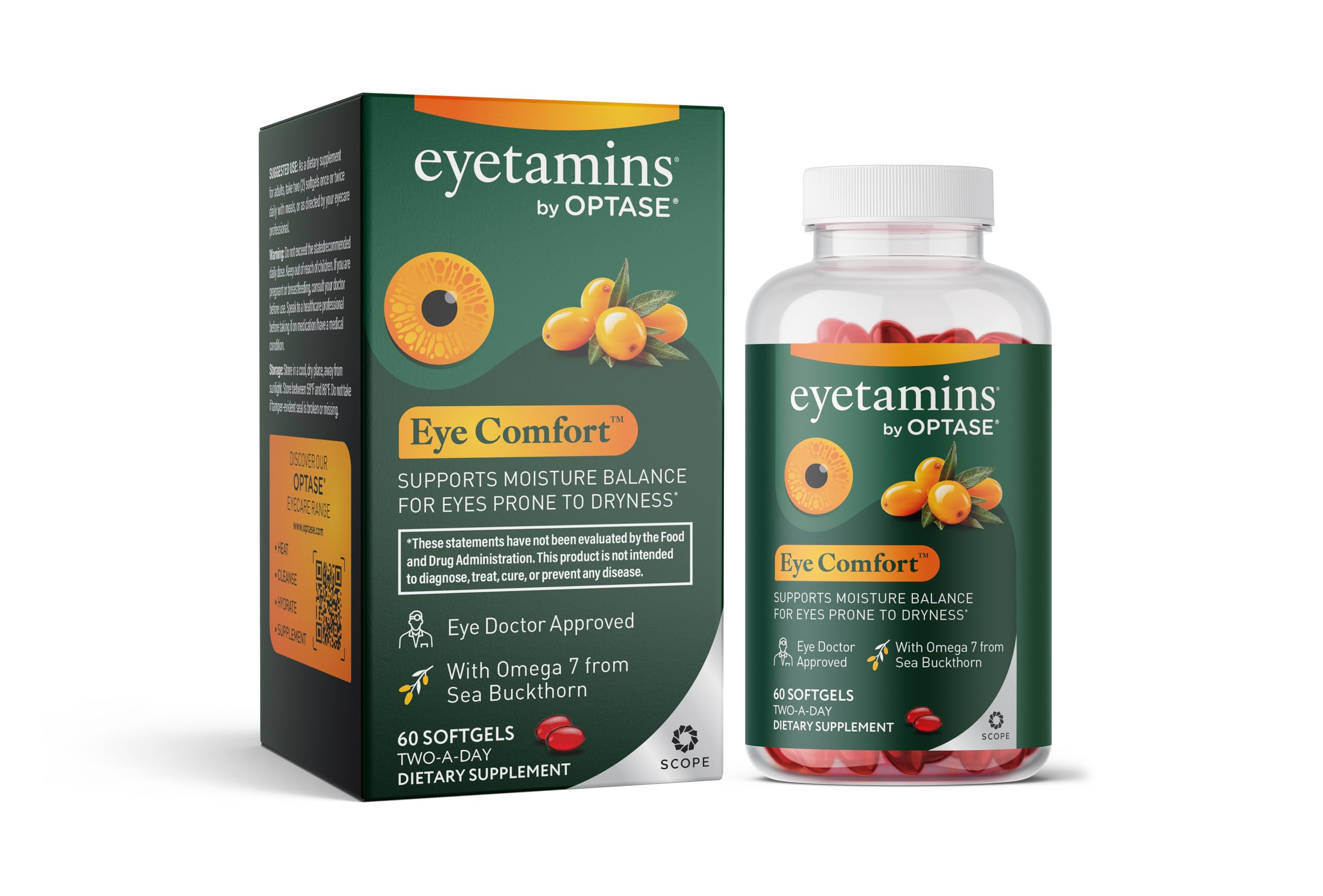 eyetamins® by OPTASE® Eye Comfort™ - 60 Softgels - Eye Doctor Recommended - an Omega-Based Eye Supplement formulated to Support Moisture Balance and Eye Comfort from Within. Plant Based Soft gels. eyetamins uk supplements