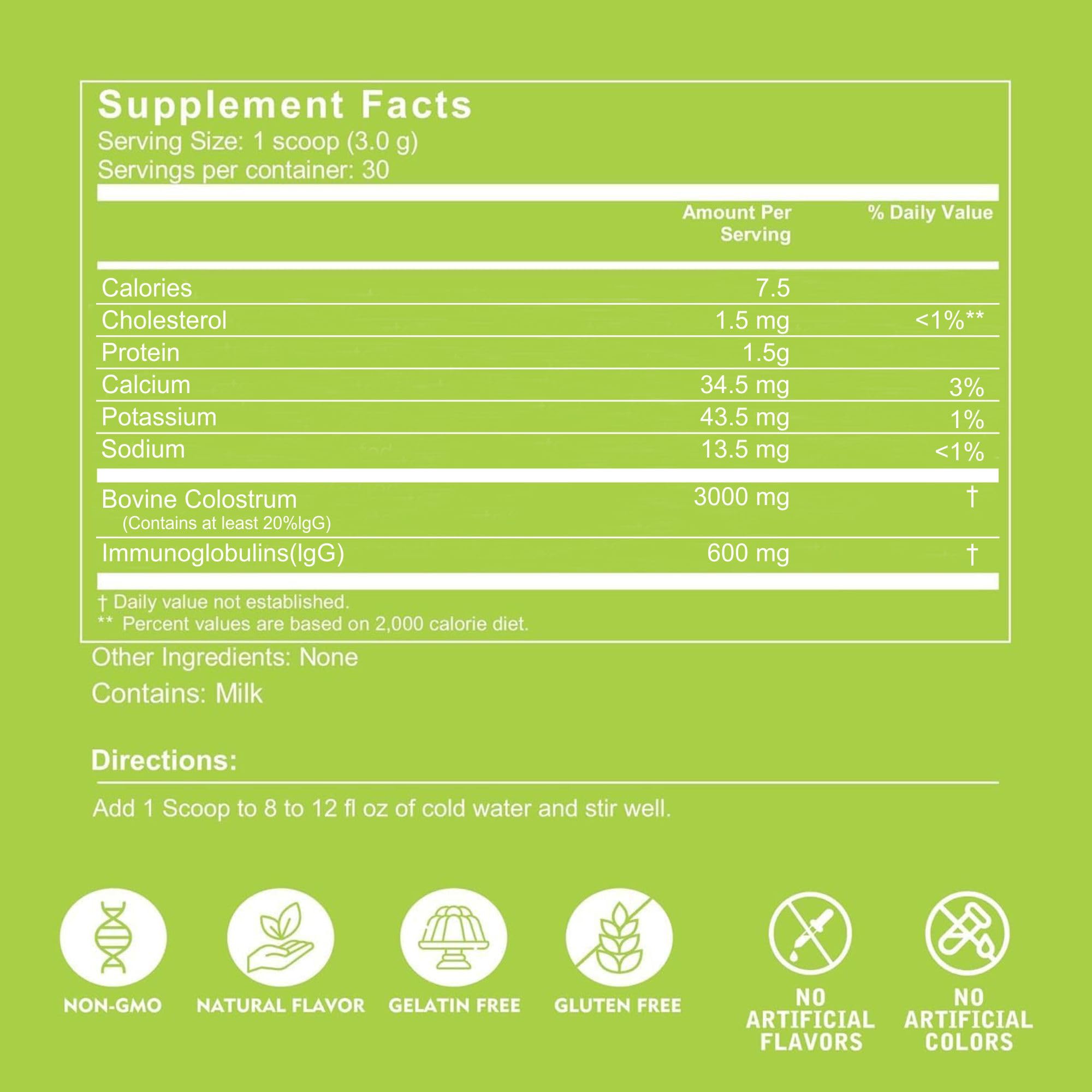 VITINITY Grass Fed Bovine Colostrum Powder for Humans 3000 mg - Natural IgG Colostrum Supplement Gut Health, Immune Support, Muscle Recovery, Wellness | Pure Colostrum Superfood,Unflavored 2 Pack VITINITY uk supplements