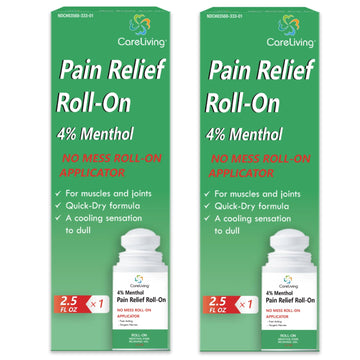 CARELIVING Roll On Pain Relief for Knee, Neck, Joint, Shoulder, Arthritis Pain Reliever, Sore Muscle Relief, Roll On Menthol Gel 2.5 Fl Oz (Pack of 2) CARELIVING uk supplements