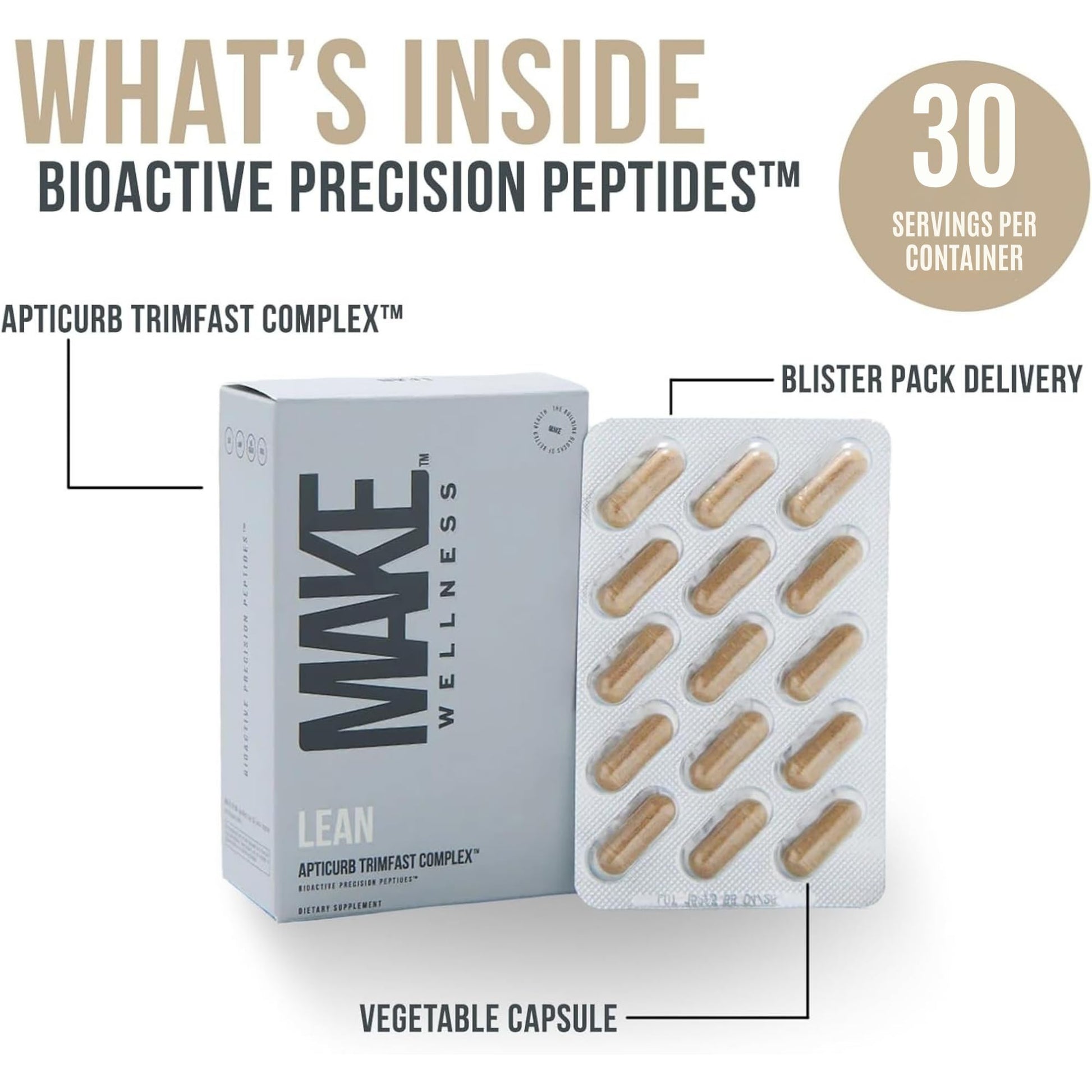 Make Wellness Lean Peptide Supplement | Supports Overall Wellness, Normal Muscle Health & Active Lifestyles | Bioactive Peptide Blend | Clean, Non-GMO Formula | 30 Servings for Daily Nutrition Make Wellness uk supplements