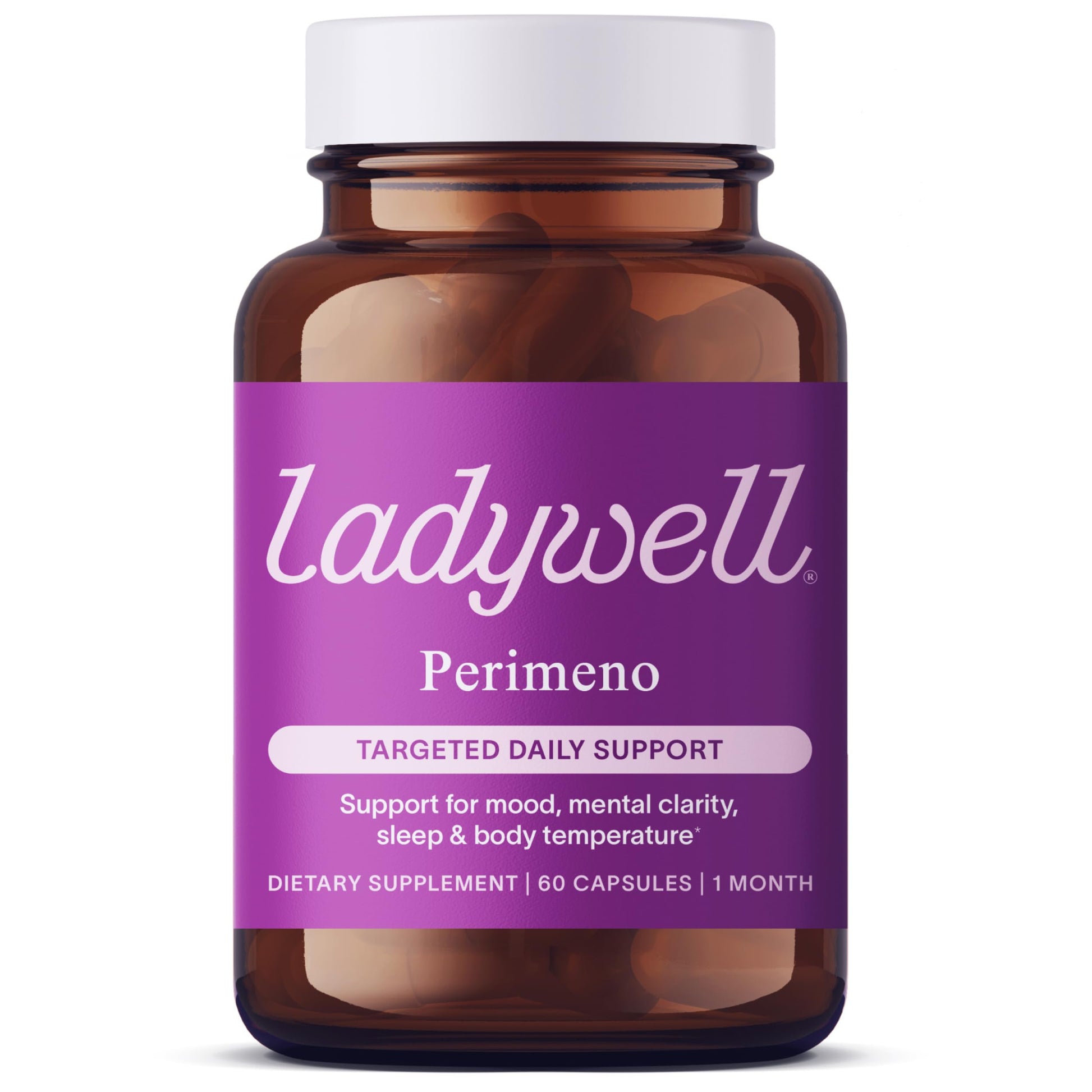 Ladywell Perimeno - Perimenopause Support - Support for Mood, Mental Clarity, Sleep & Hot Flashes - Black Cohosh, Reishi, Wild Yam, Holy Basil, Schisandra, Rhodiola, Siberian Rhubarb / 60 Veg Caps Ladywell uk supplements