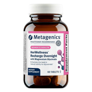 Metagenics HerWellness Recharge Overnight - Women's Sleep Support with Chelated Magnesium, Holy Basil, Zinc & Vitamin C - Supports Relaxation, Stress & Sleep - Non-GMO & Gluten-Free - 60 Tablets Metagenics uk supplements