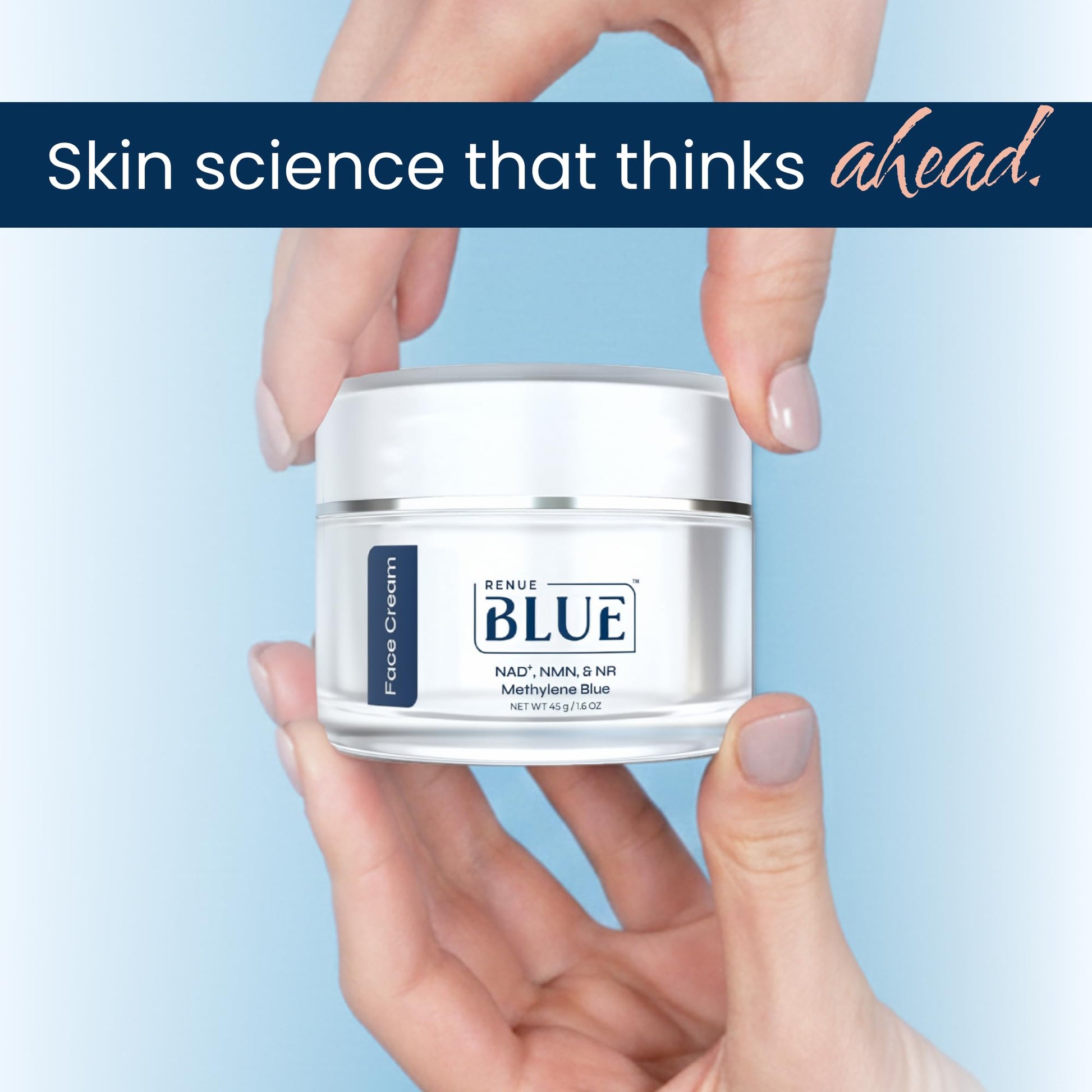 Renue Blue Methylene Blue Face Cream - Liposomal NAD+ Complex and Nutrients for Skin Rejuvenation, Deep Hydration, and Anti-Aging Support Renue By Science uk supplements