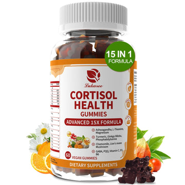 Lukaree Cortisol Supplements for Women & Men, 15 in 1 Cortisol Reducer Manager, Cortisol Calm Gummies with Ashwagandha, Magnesium, L-theanine, GABA - for Mood, Focus, Sleep - Vegan Sugar Free, 60 Ct. Lukaree uk supplements