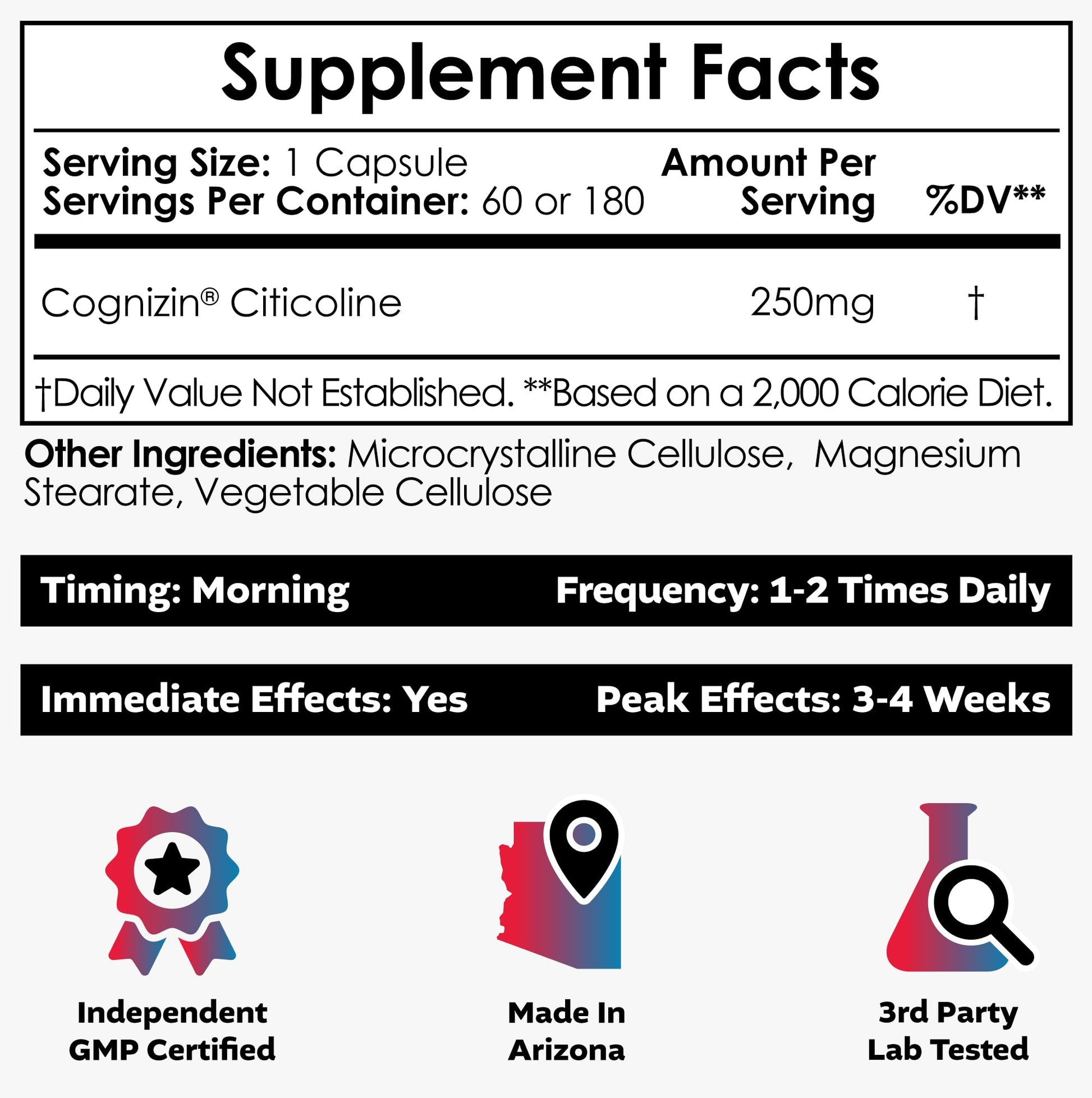 Nootropics Depot Cognizin Citicoline Capsules | 60 Count | Choline Supplement | Brain Health Supplement | Regulates Memory and Cognitive Function | Supports Attention, Focus and Recall Nootropics Depot uk supplements